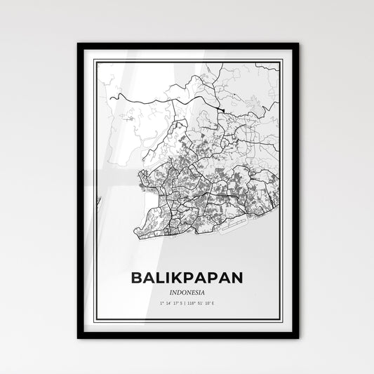 Balikpapan Indonesia - Scandinavian Style City Map for Modern Home Decor