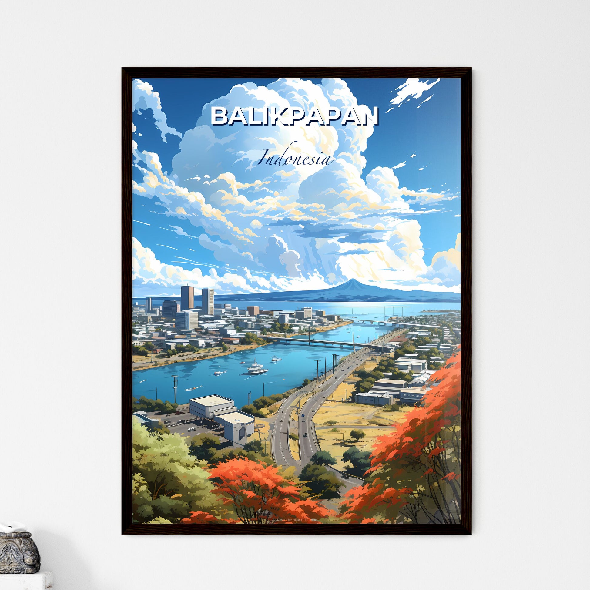 Balikpapan City Skyline Artistic Painting, Indonesia, Urban Landscape Default Title