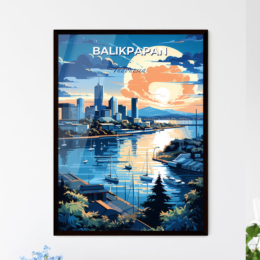 Balikpapan Indonesia Skyline Cityscape River Art Colorful Painting Default Title