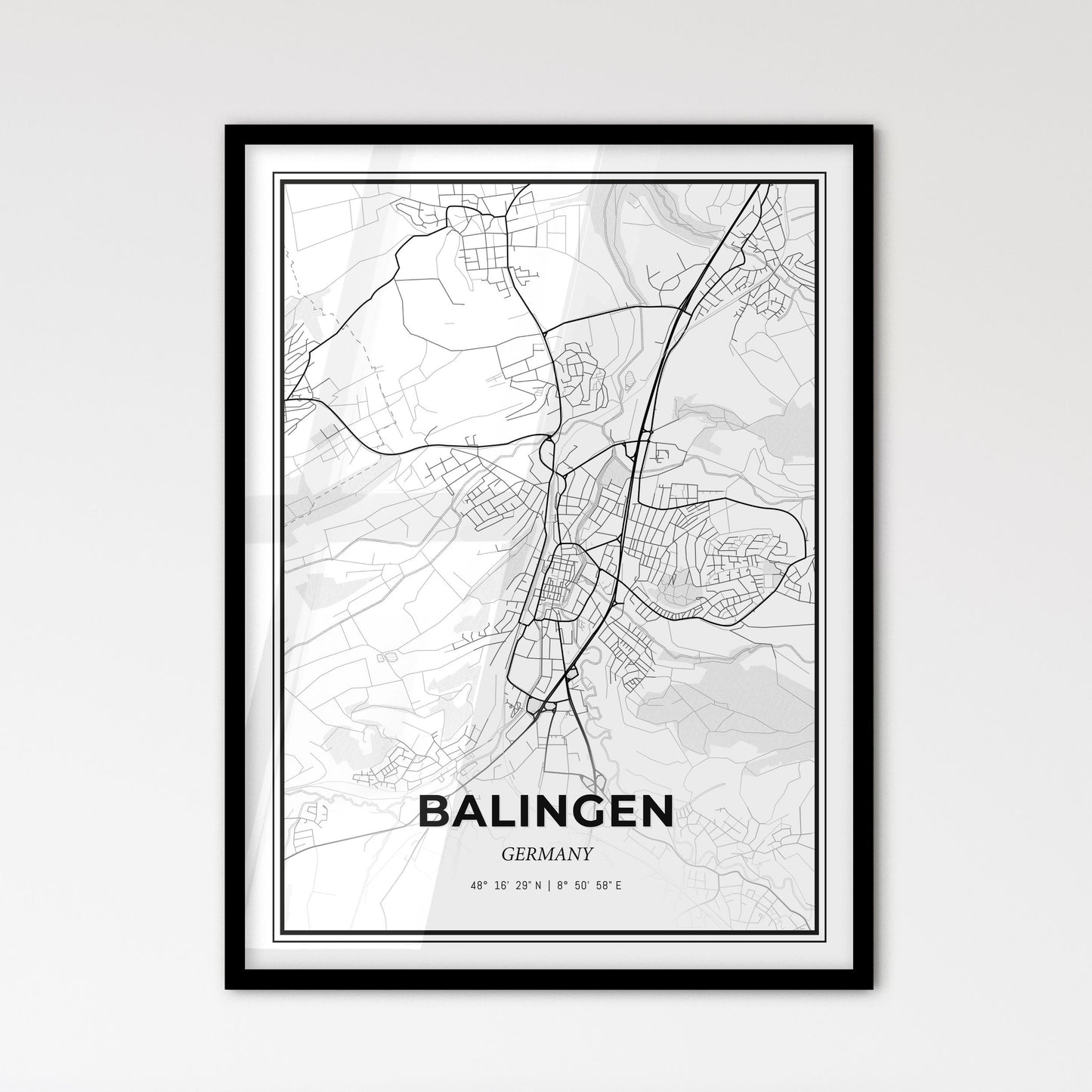 Balingen Germany - Scandinavian Style City Map for Modern Home Decor