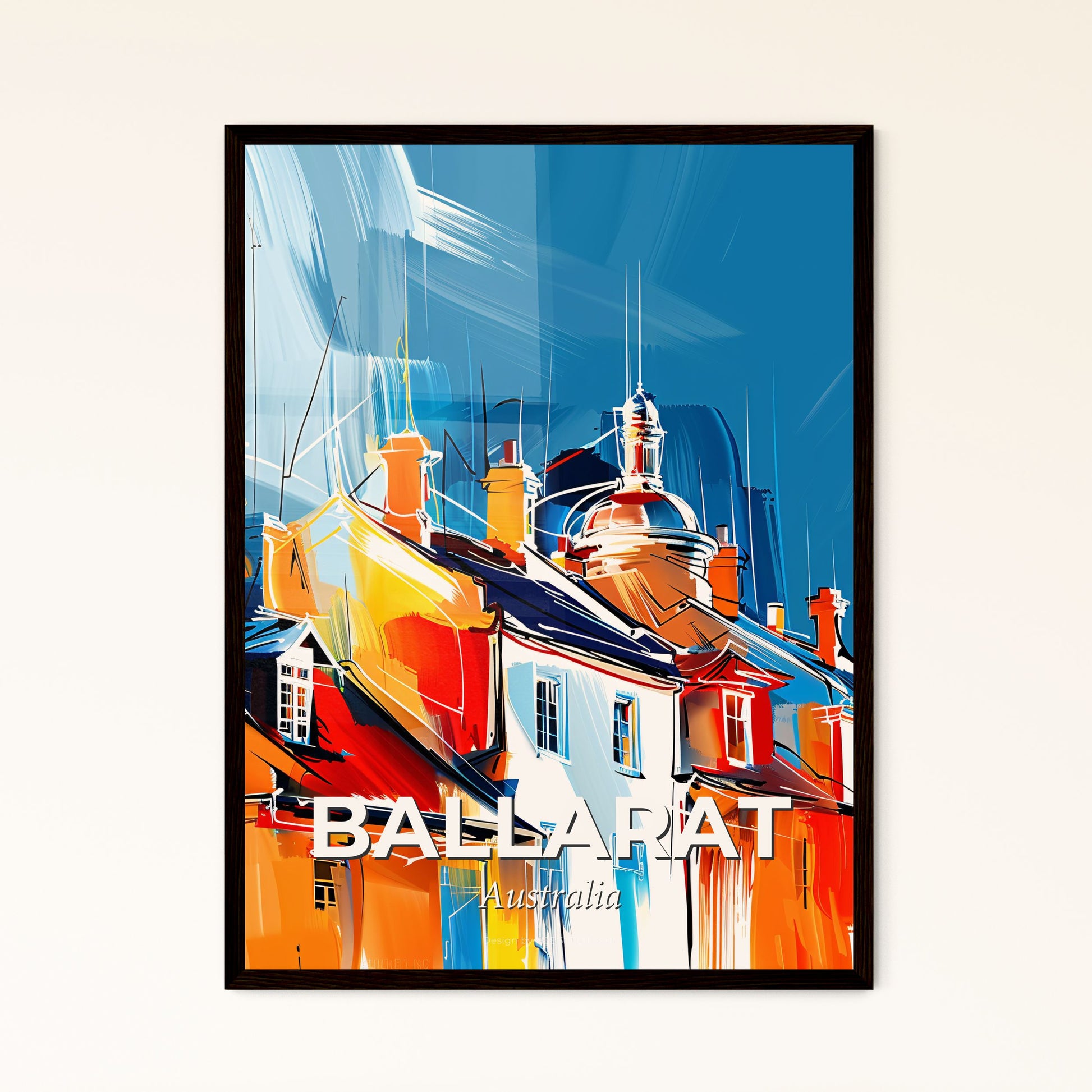 Vibrant Ballarat, Australia - A Painting Of A Row Of Buildings