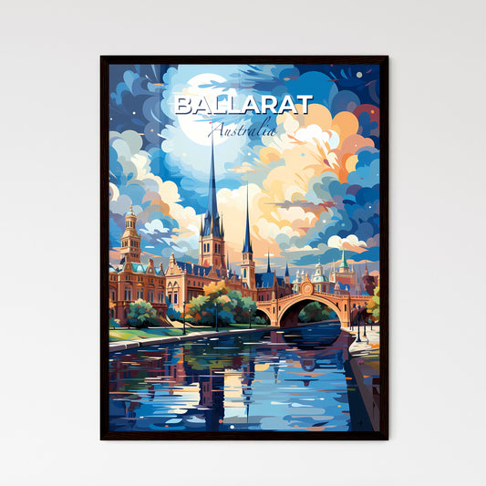 Ballarat Australia Cityscape Skyline Painting Art Castle Bridge River Vibrant Colors Default Title