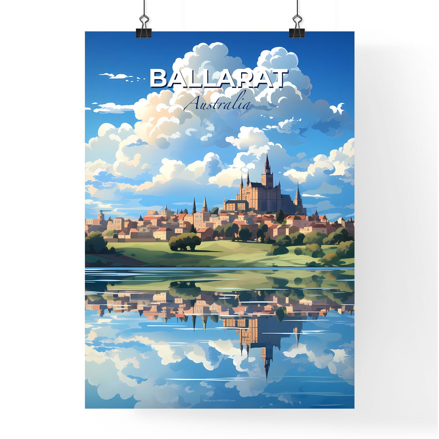 Ballarat Skyline Art: City of Castle, Art, and Lake Default Title