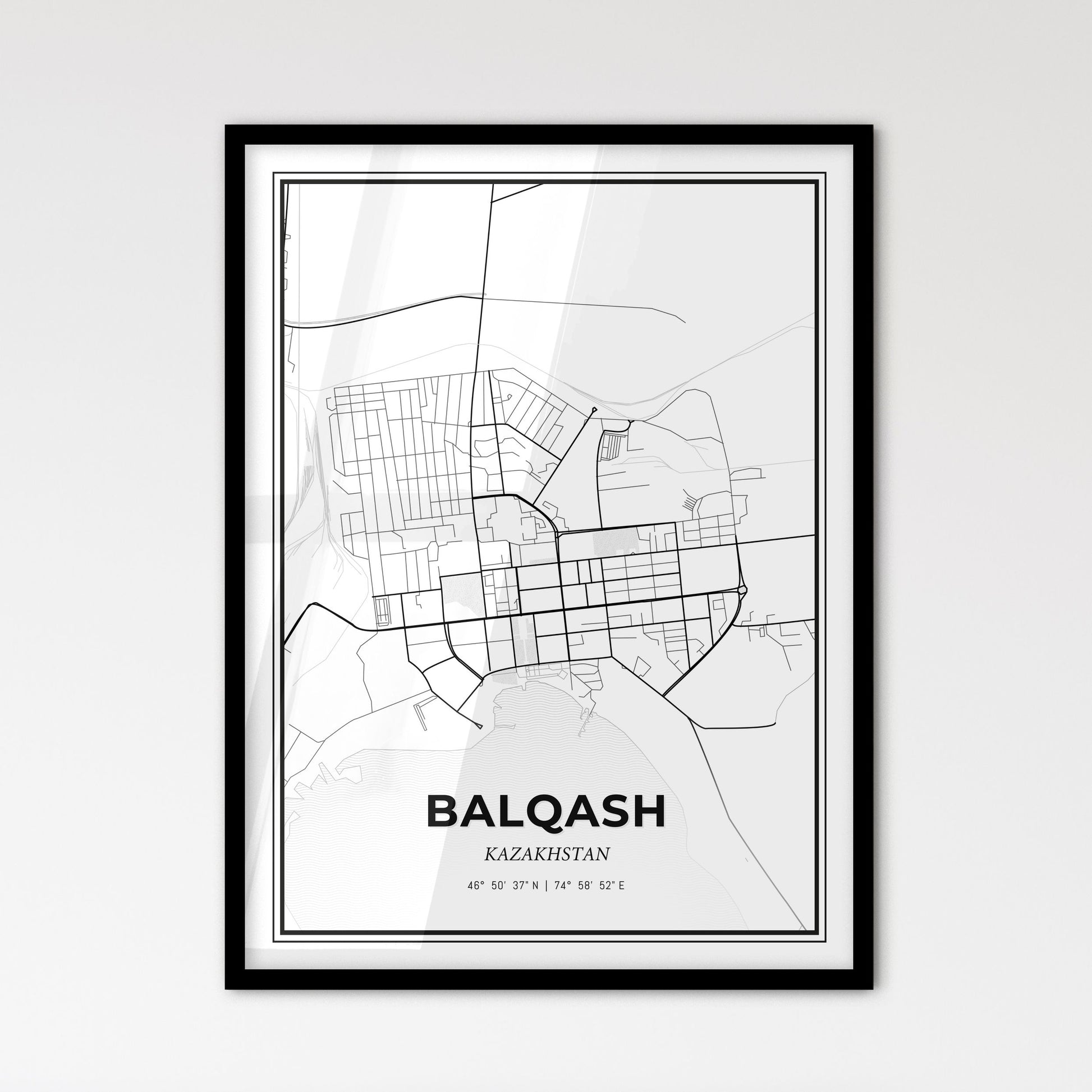 Balqash Kazakhstan - Scandinavian Style City Map for Modern Home Decor