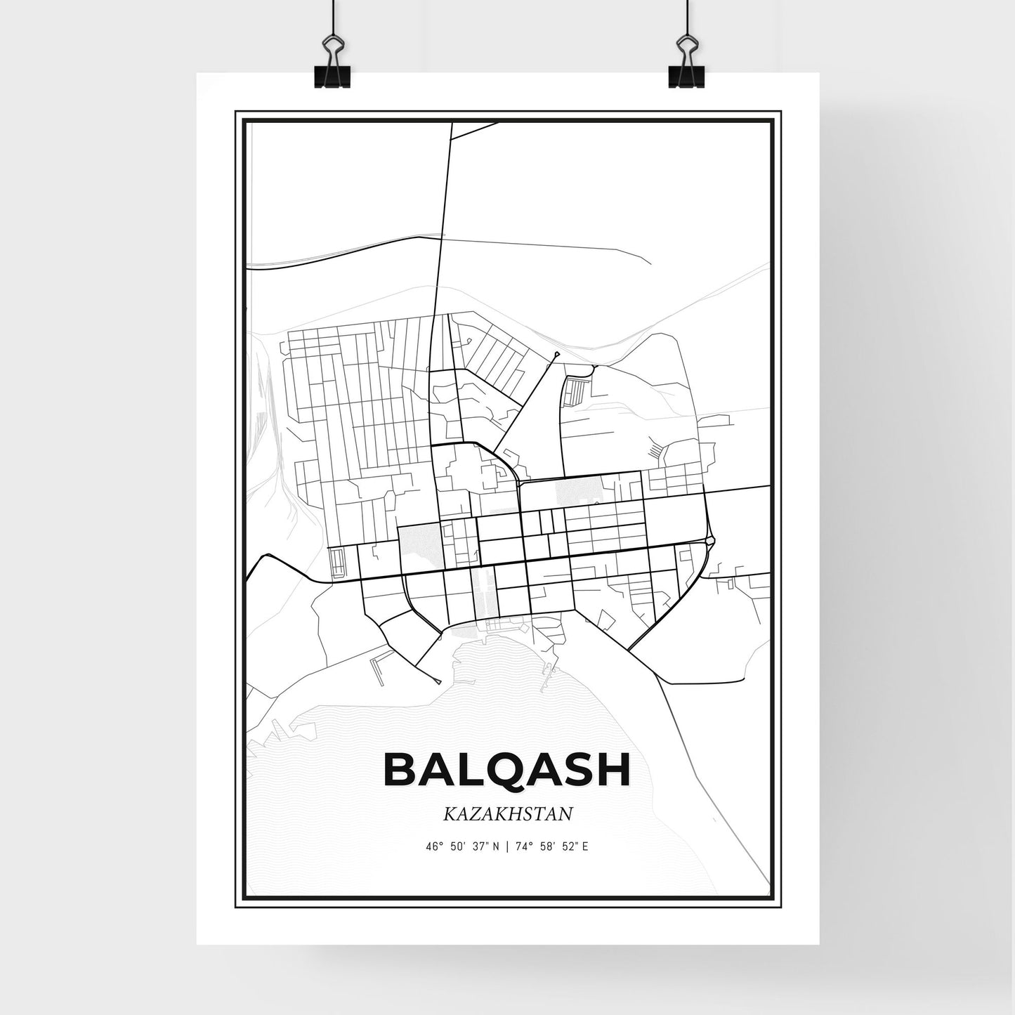 Balqash Kazakhstan - Premium City Map Poster