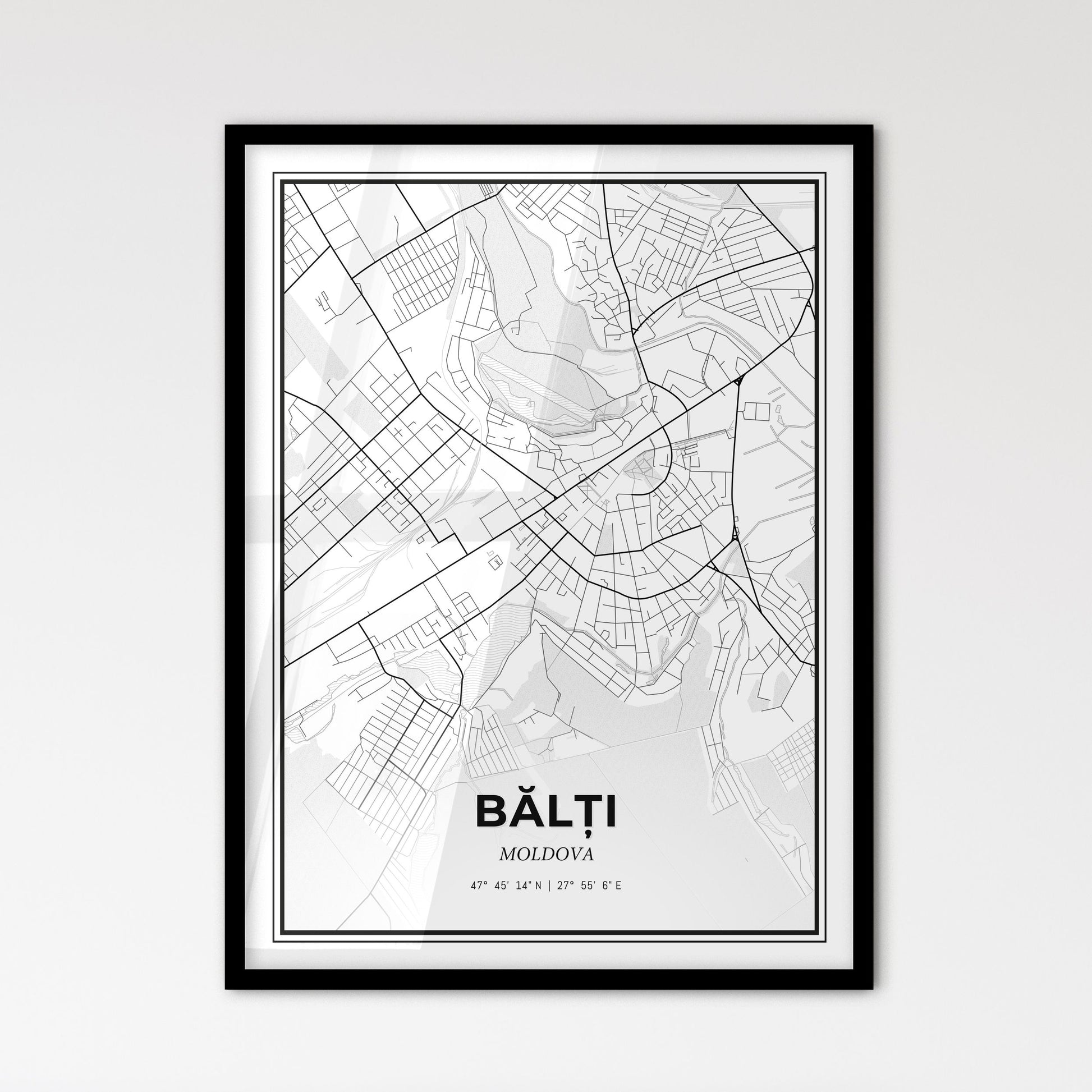 Bălți Moldova - Scandinavian Style City Map for Modern Home Decor