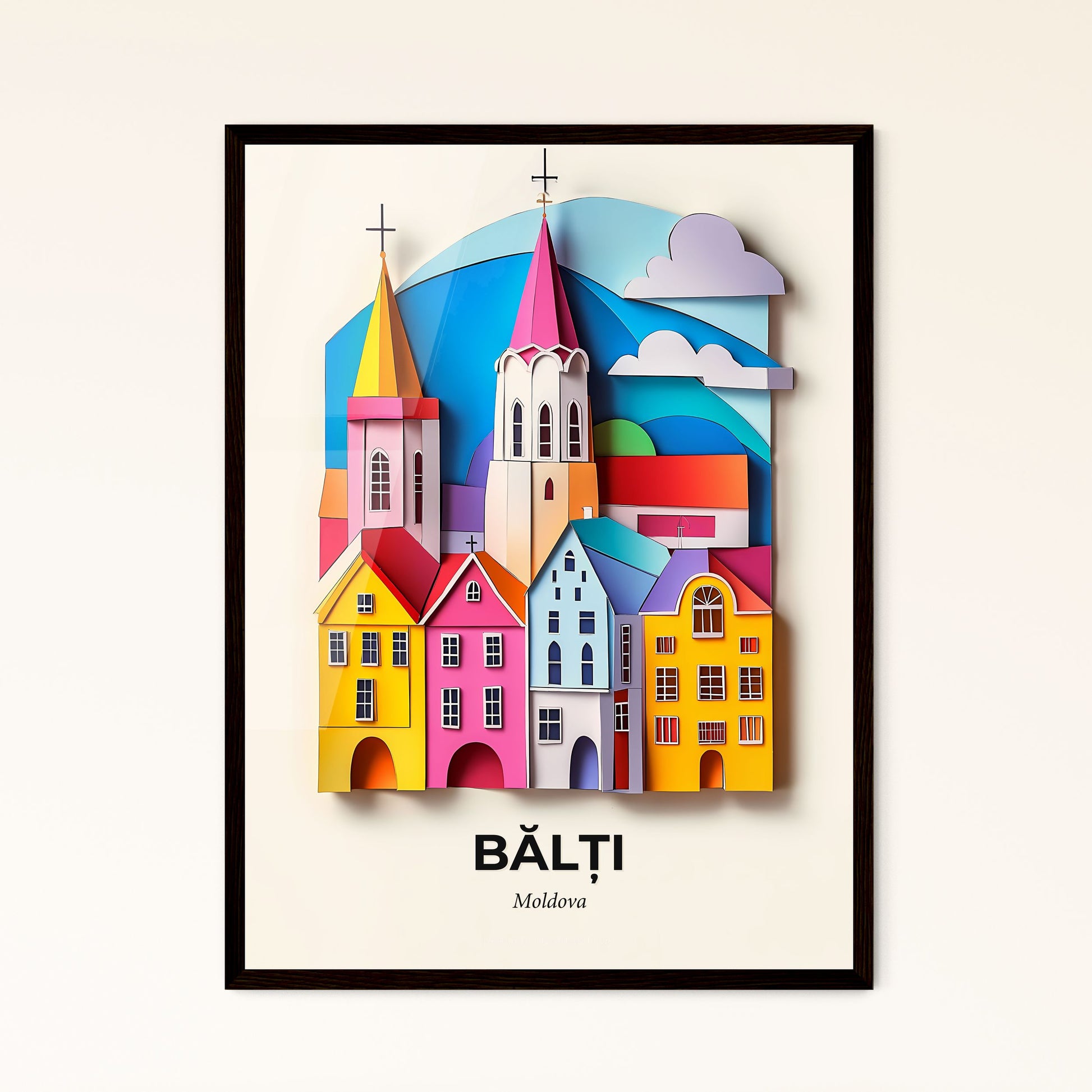 Vivid Bălți, Moldova - a paper cut of a city with a church