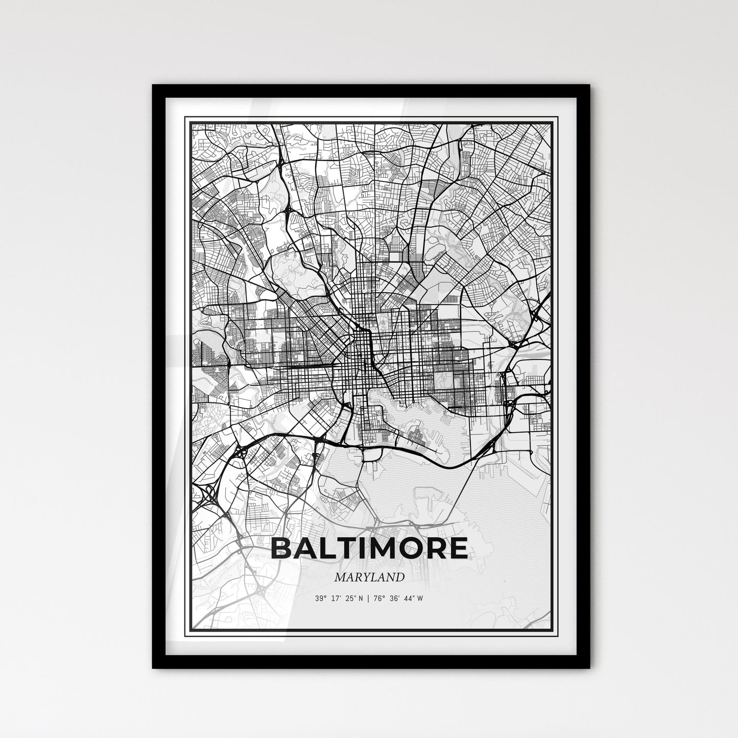 Baltimore Maryland - Scandinavian Style City Map for Modern Home Decor