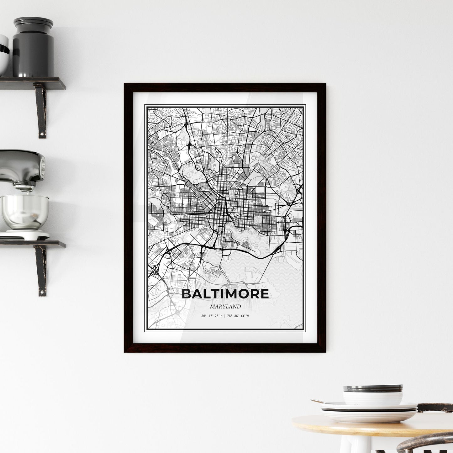 Baltimore Maryland - Minimal City Map