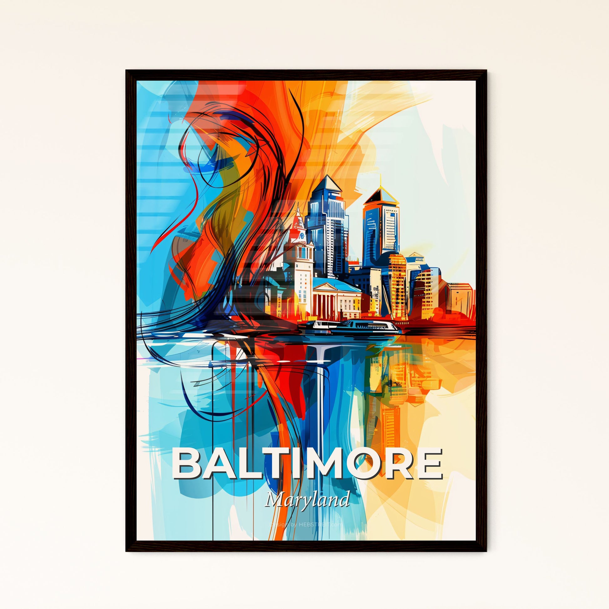 Vibrant Baltimore, Maryland - A Colorful Cityscape With A Reflection