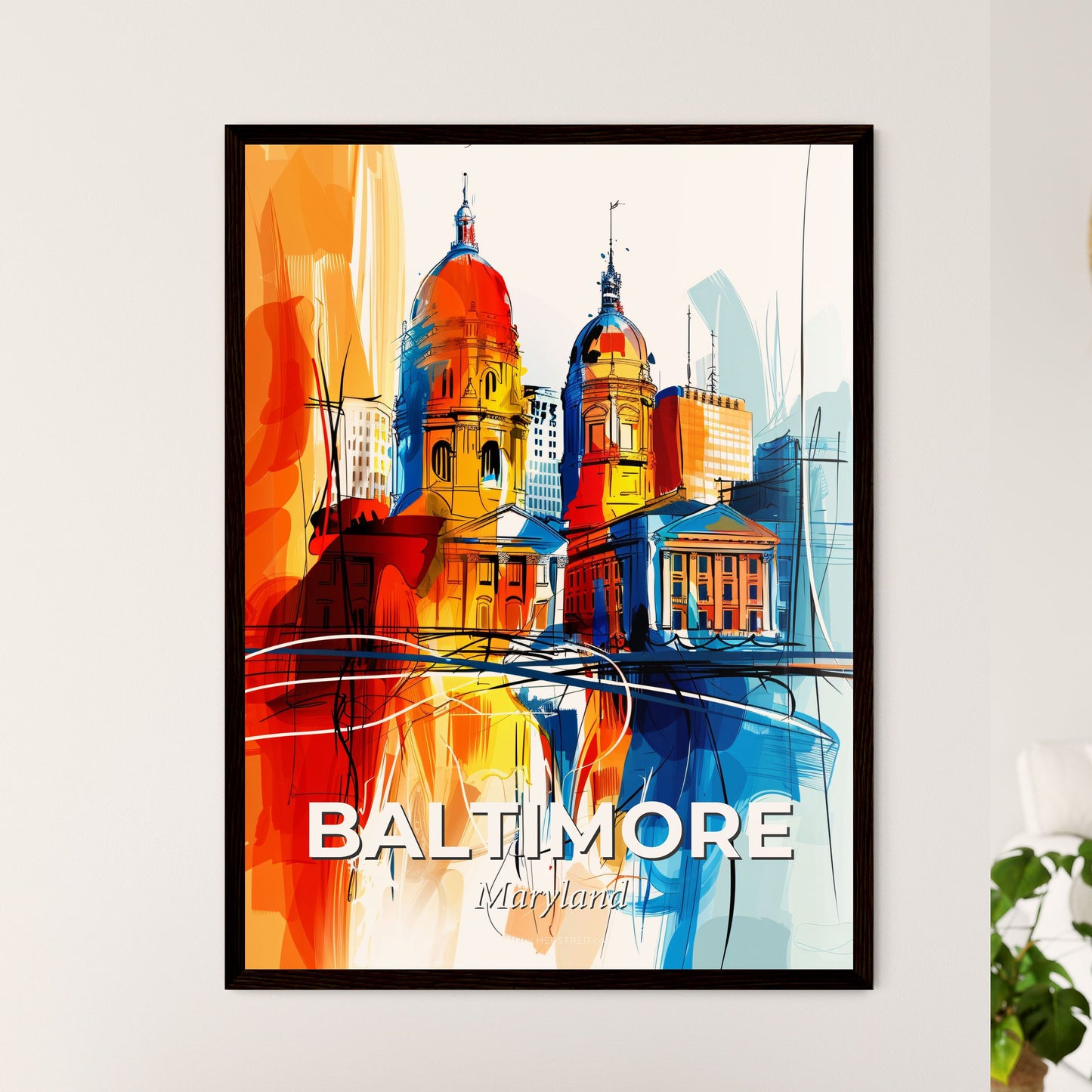 Vibrant Baltimore, Maryland - A Colorful Cityscape With Buildings And Towers