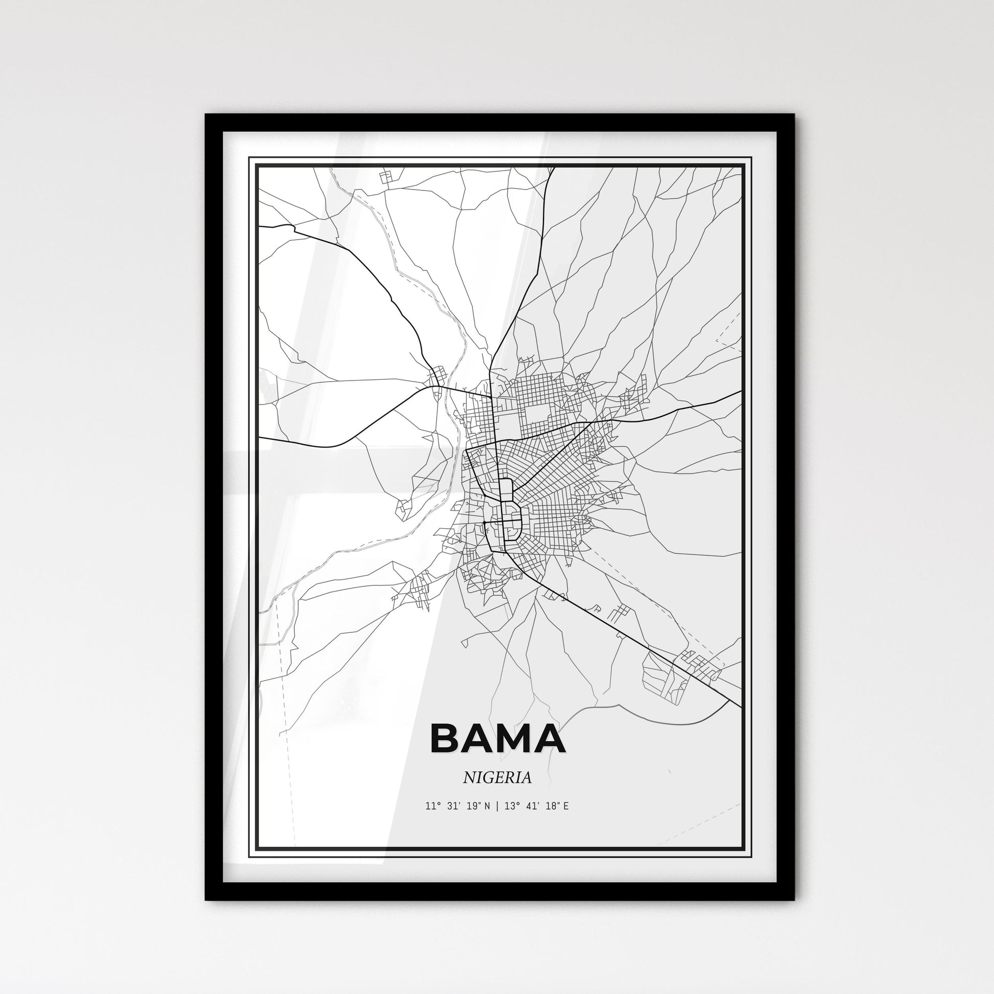 Bama Nigeria - Scandinavian Style City Map for Modern Home Decor