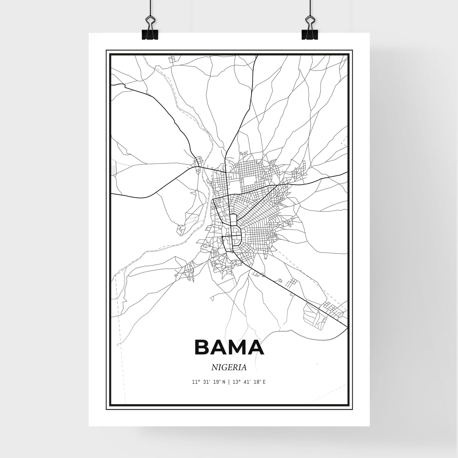 Bama Nigeria - Premium City Map Poster