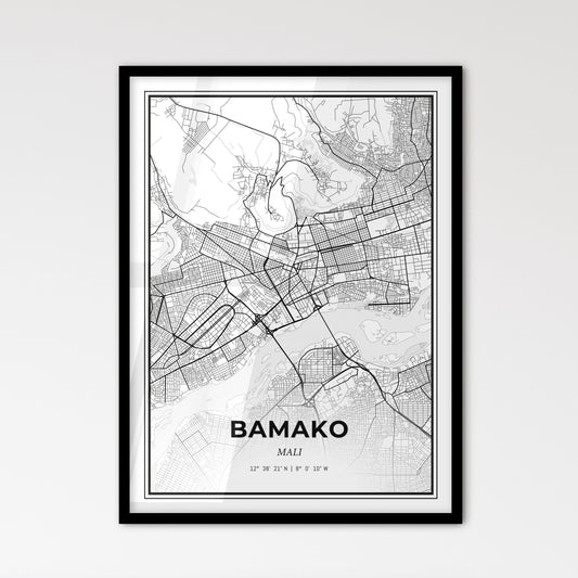 Bamako Mali - Scandinavian Style City Map for Modern Home Decor