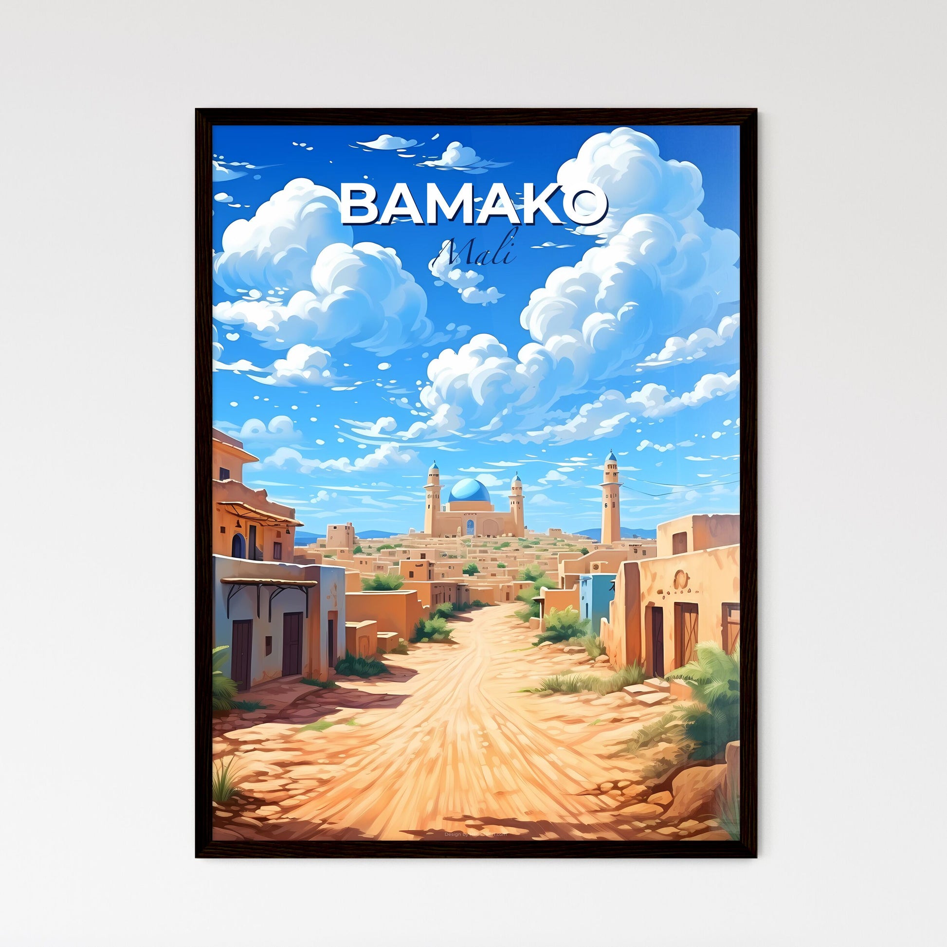 Bamako Skyline, Mali Road Scene, Vibrant Urban Desert Painting Default Title