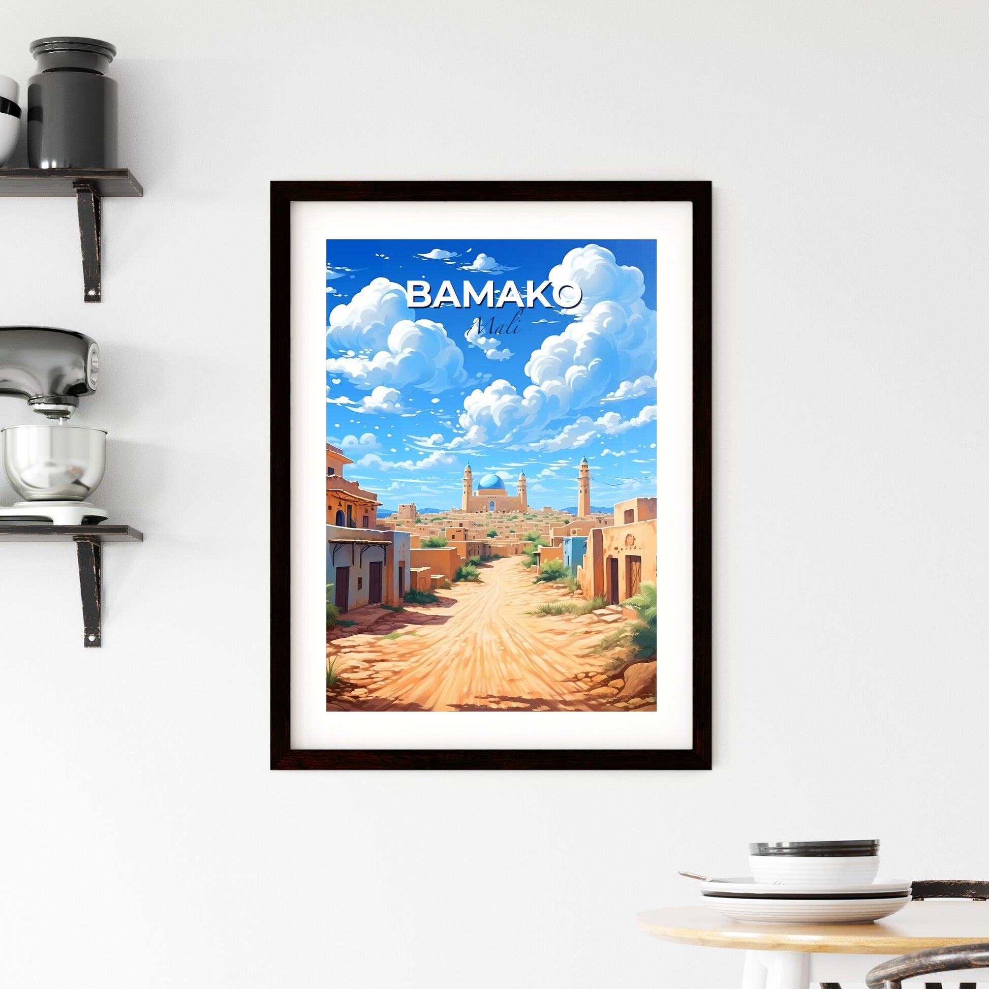 Bamako Skyline, Mali Road Scene, Vibrant Urban Desert Painting Default Title