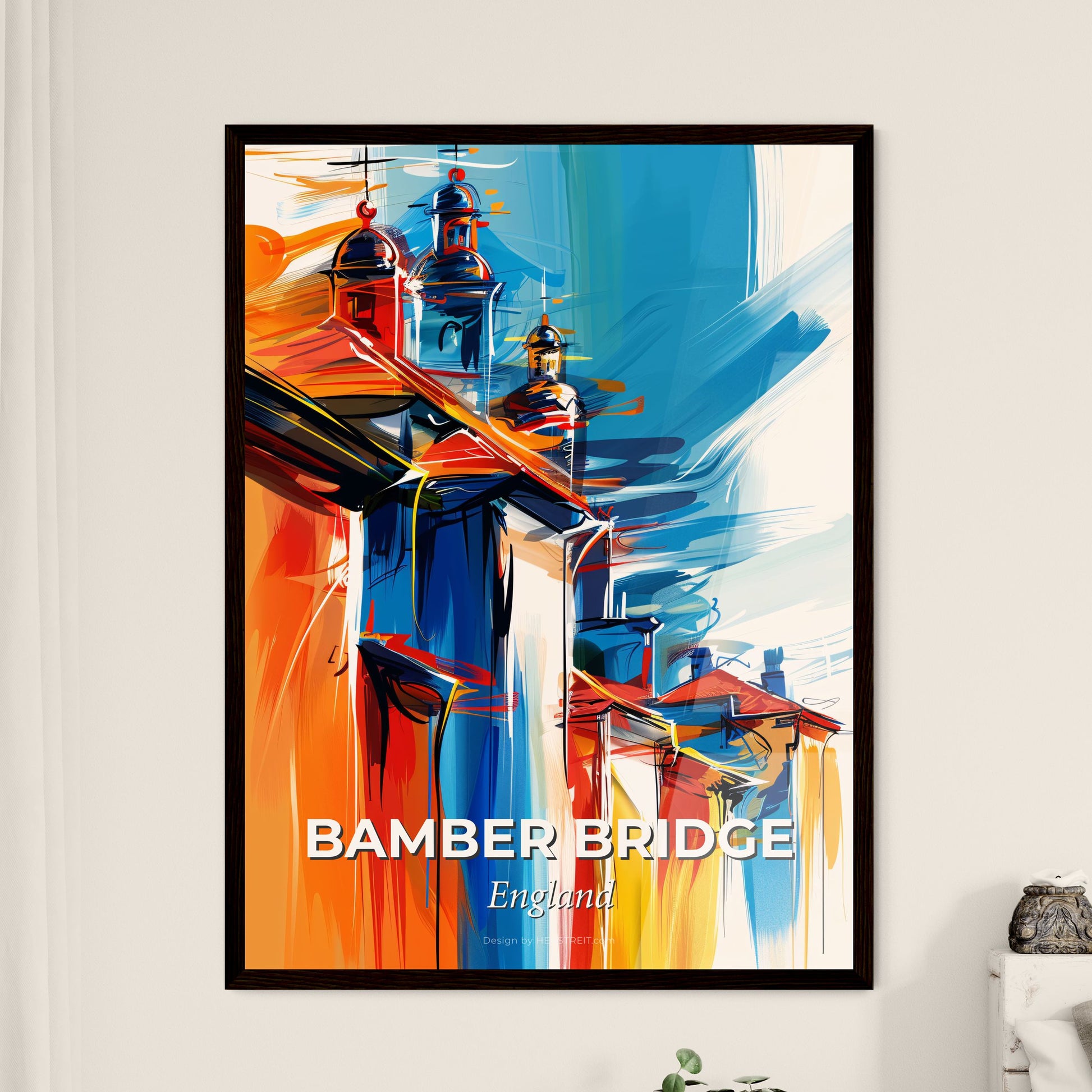 Vibrant Bamber Bridge, England - A Painting Of A Building