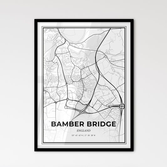 Bamber Bridge England - Scandinavian Style City Map for Modern Home Decor