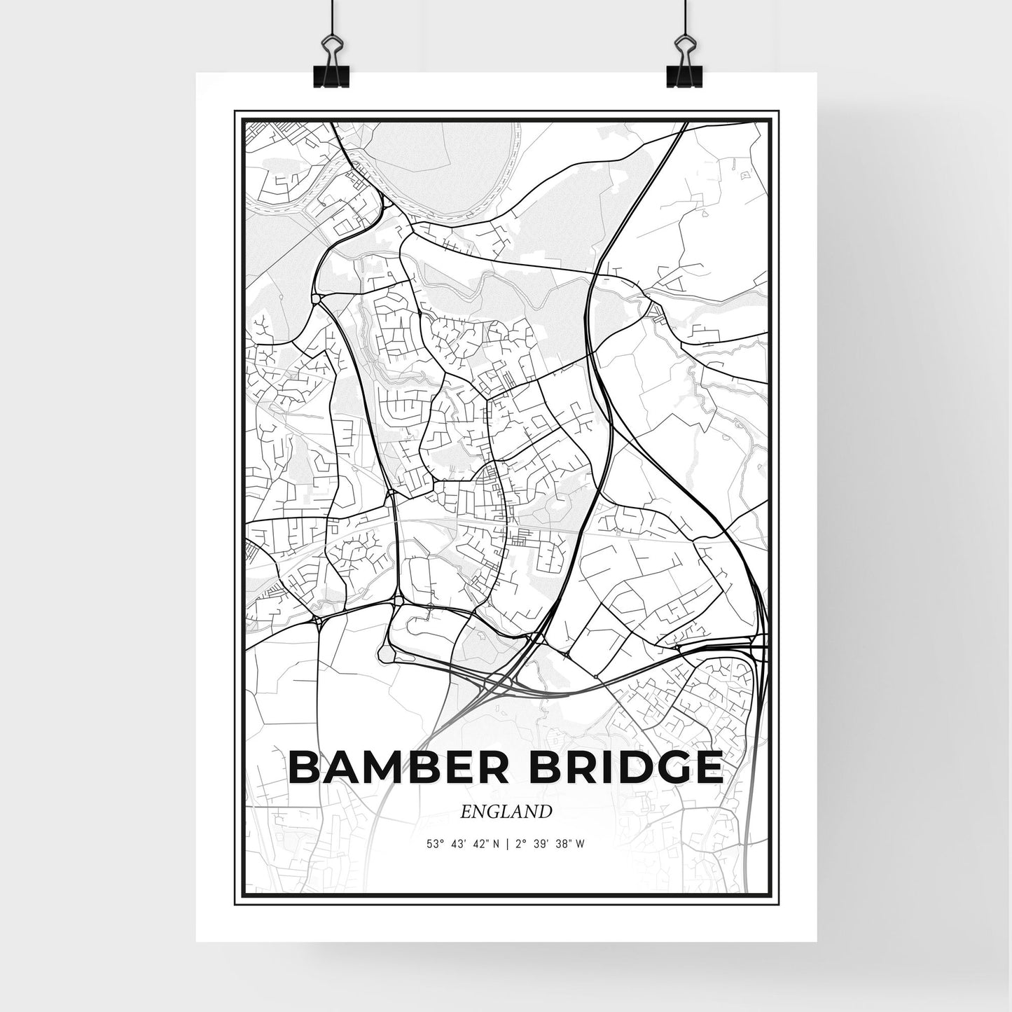 Bamber Bridge England - Premium City Map Poster