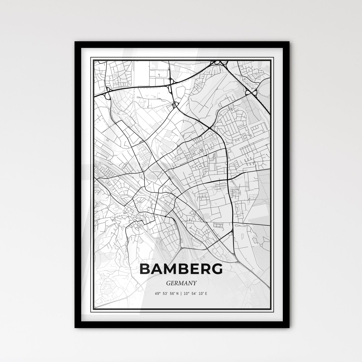 Bamberg Germany - Scandinavian Style City Map for Modern Home Decor