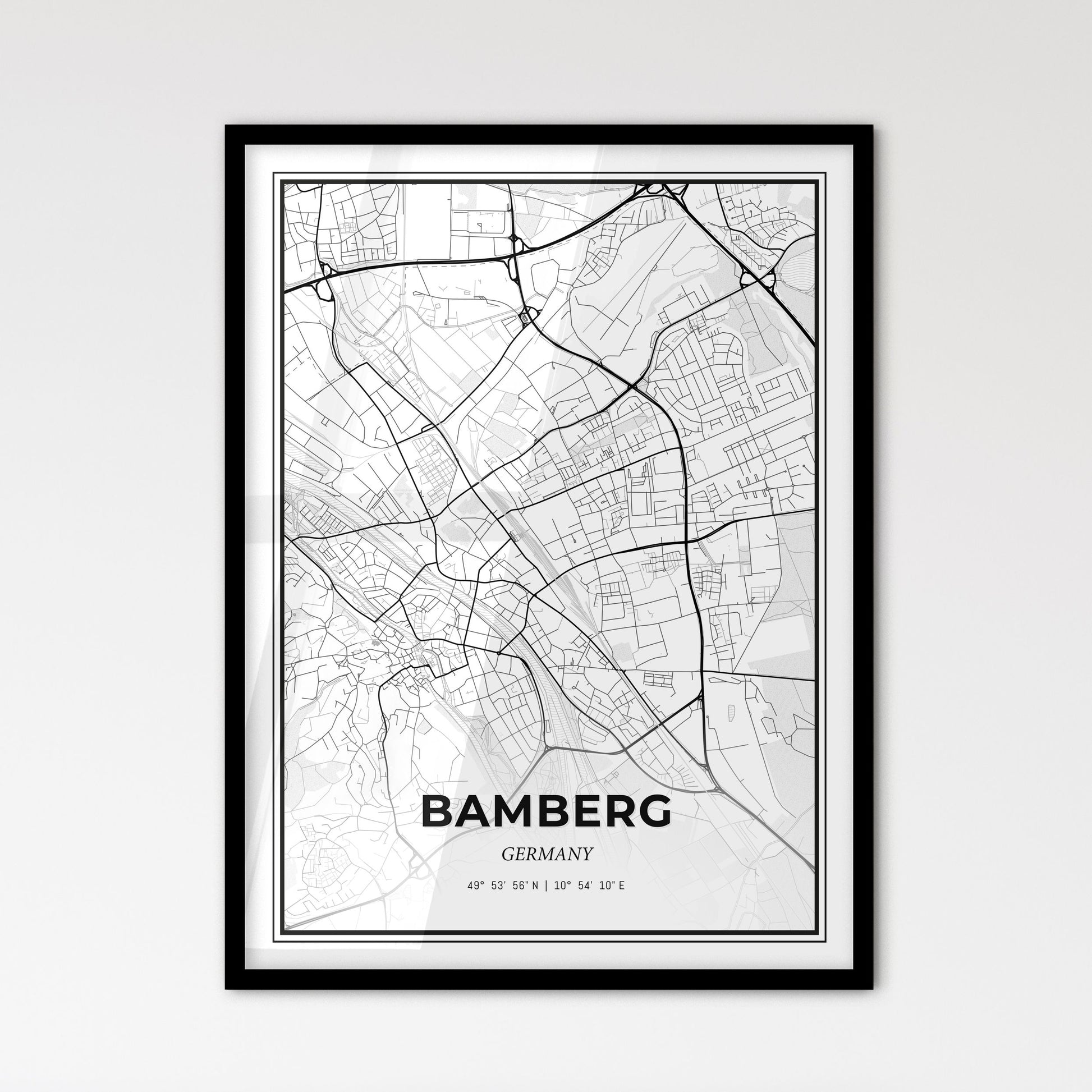 Bamberg Germany - Scandinavian Style City Map for Modern Home Decor