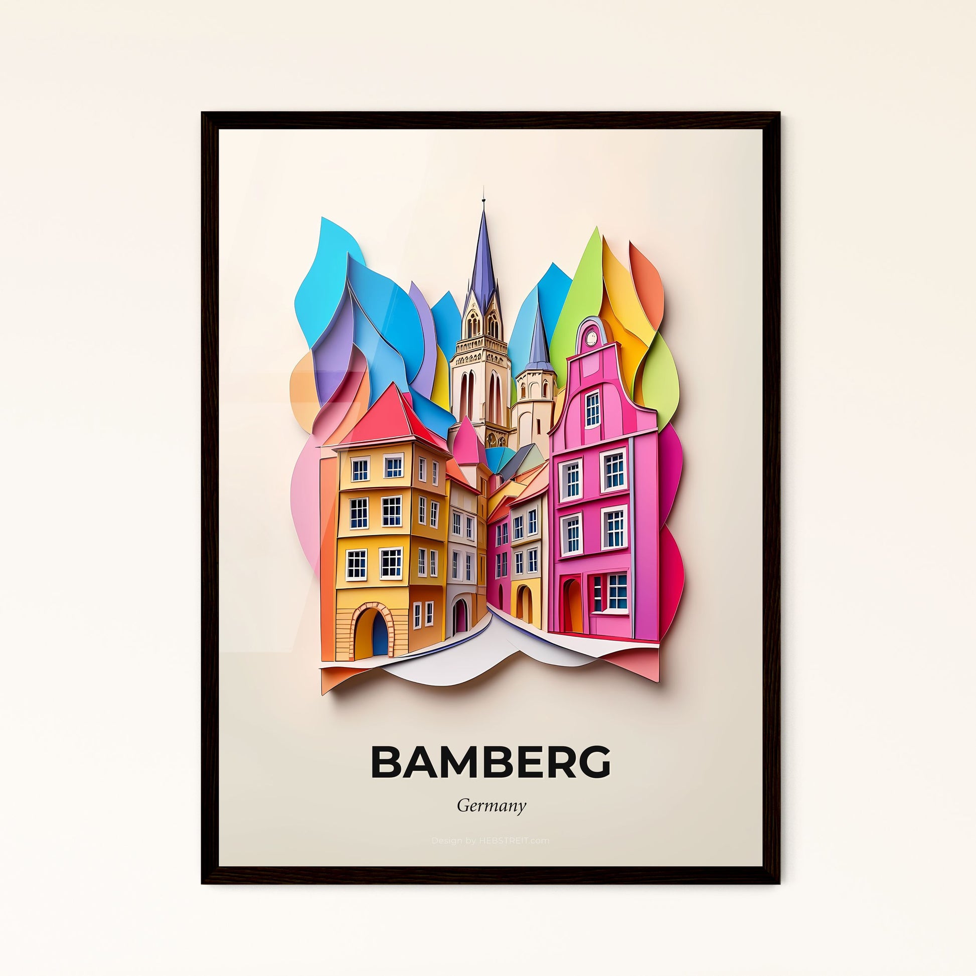 Vivid Bamberg, Germany - a paper cut of a city with a clock tower