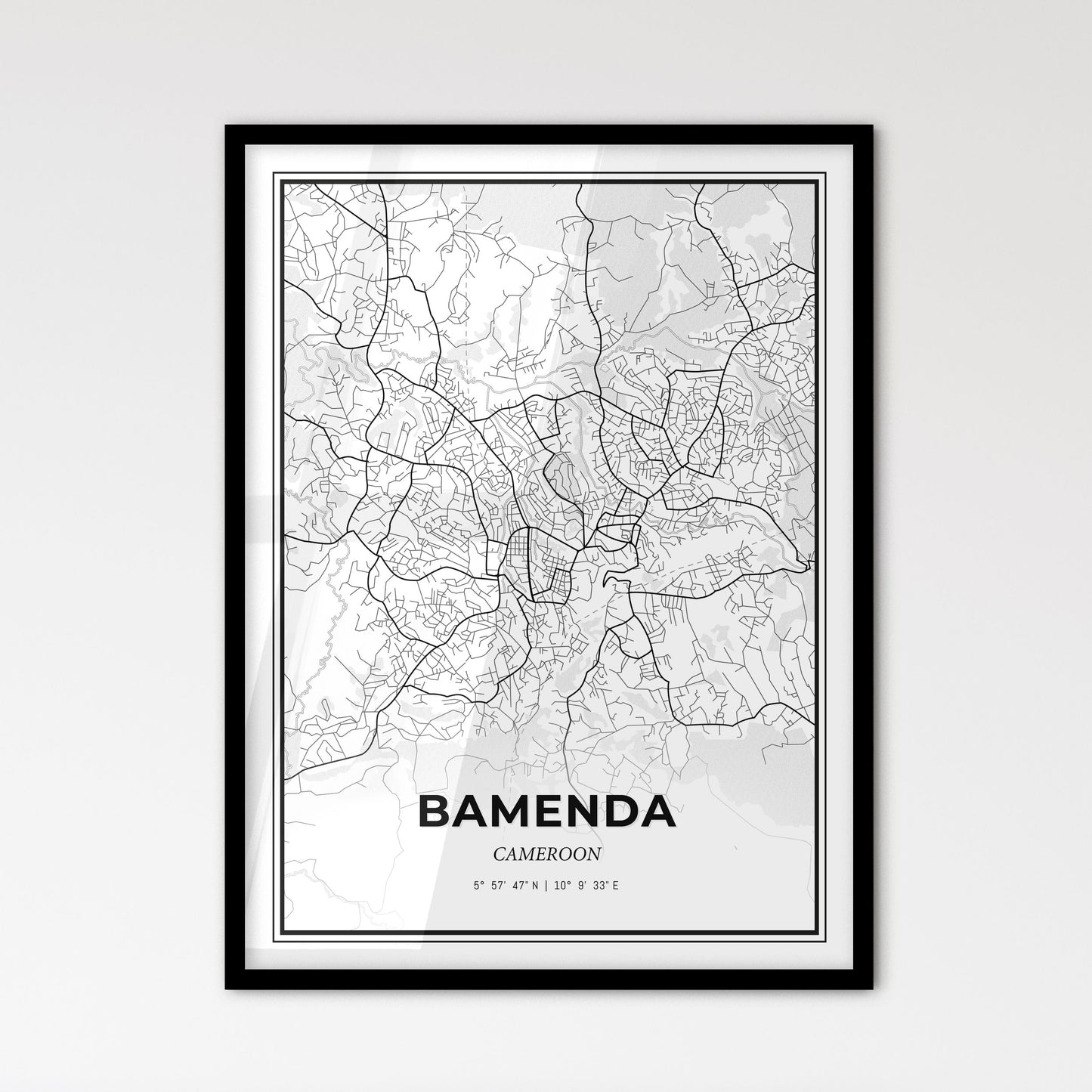 Bamenda Cameroon - Scandinavian Style City Map for Modern Home Decor