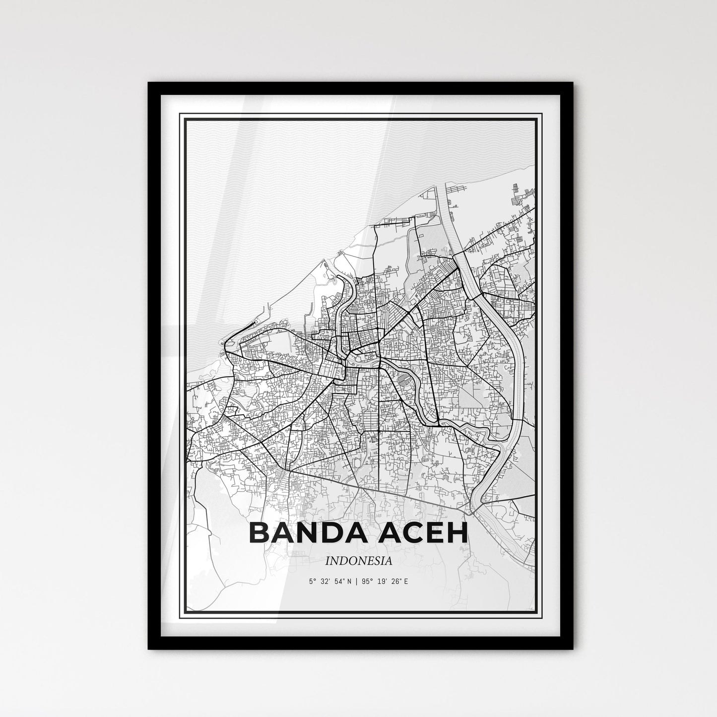 Banda Aceh Indonesia - Scandinavian Style City Map for Modern Home Decor