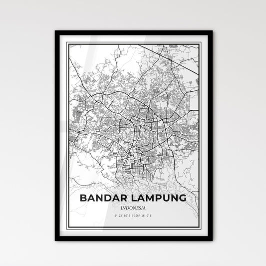 Bandar Lampung Indonesia - Scandinavian Style City Map for Modern Home Decor