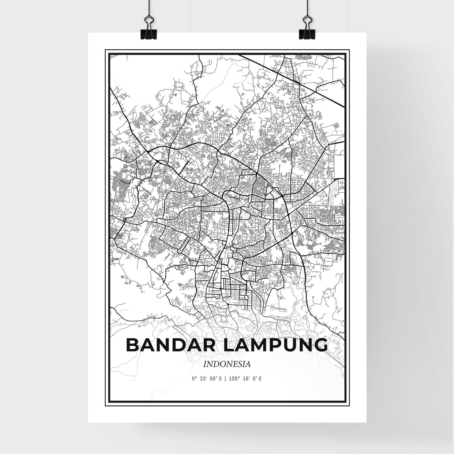 Bandar Lampung Indonesia - Premium City Map Poster