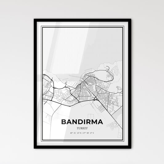 Bandırma Turkey - Scandinavian Style City Map for Modern Home Decor