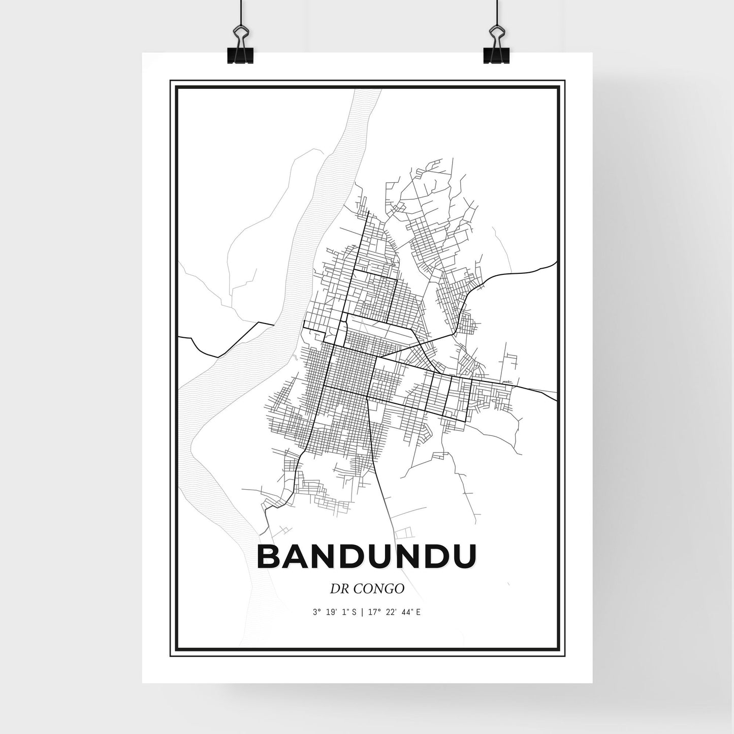 Bandundu DR Congo - Premium City Map Poster