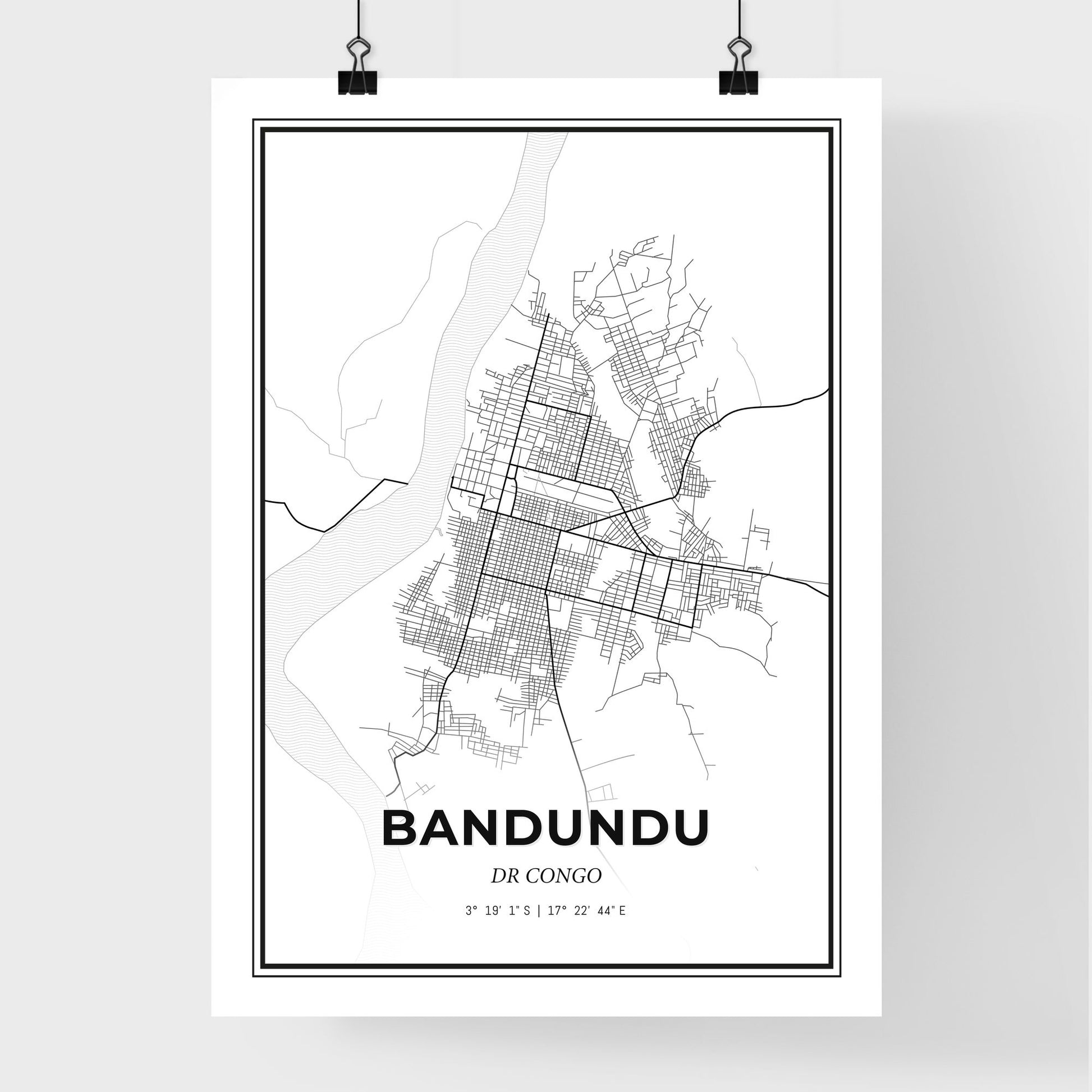 Bandundu DR Congo - Premium City Map Poster