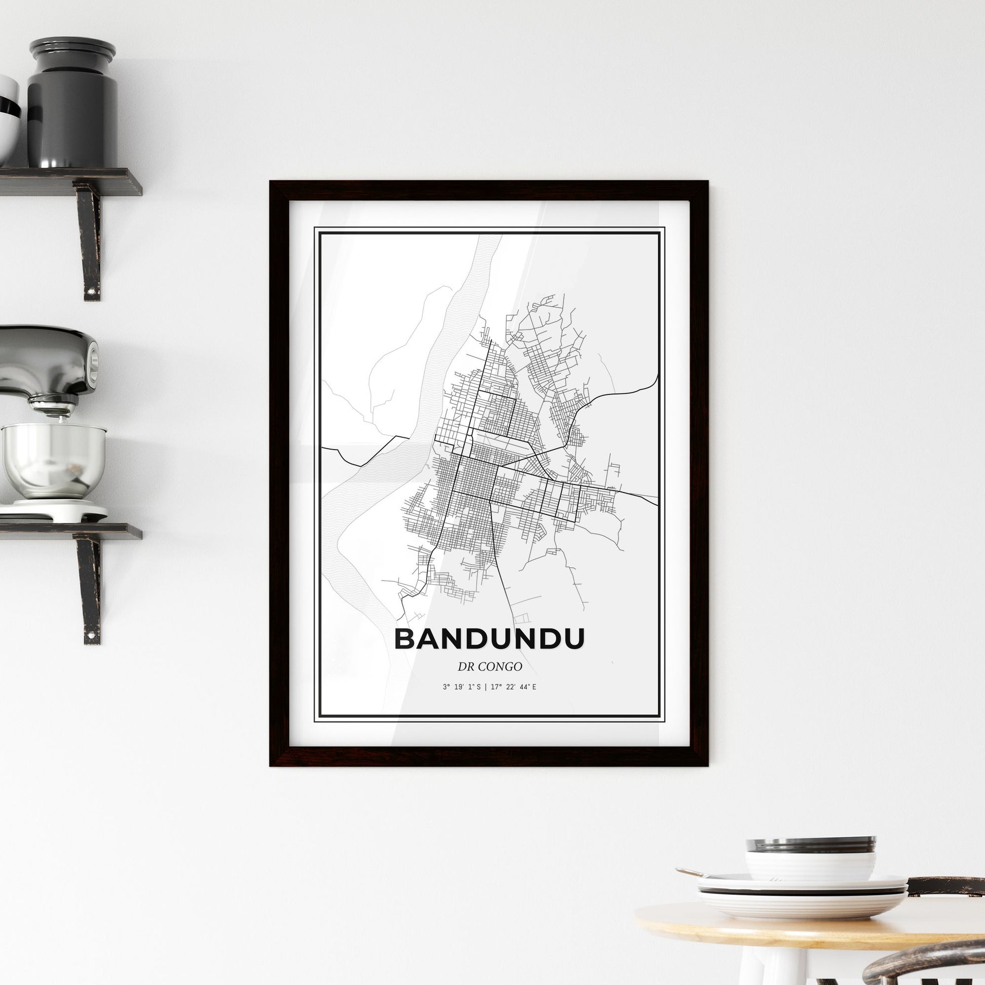 Bandundu DR Congo - Minimal City Map