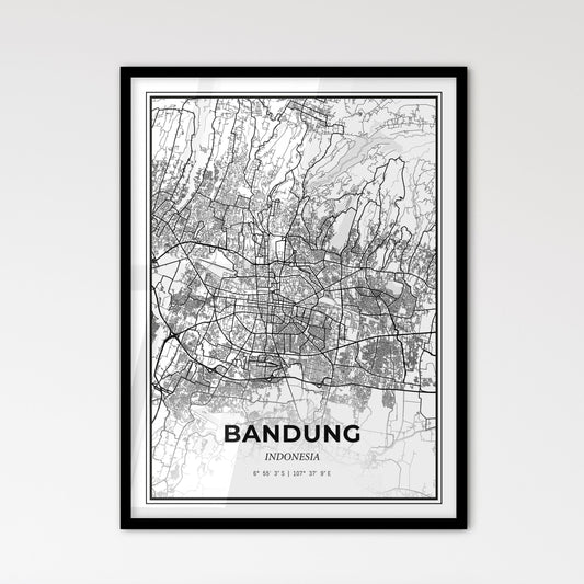 Bandung Indonesia - Scandinavian Style City Map for Modern Home Decor