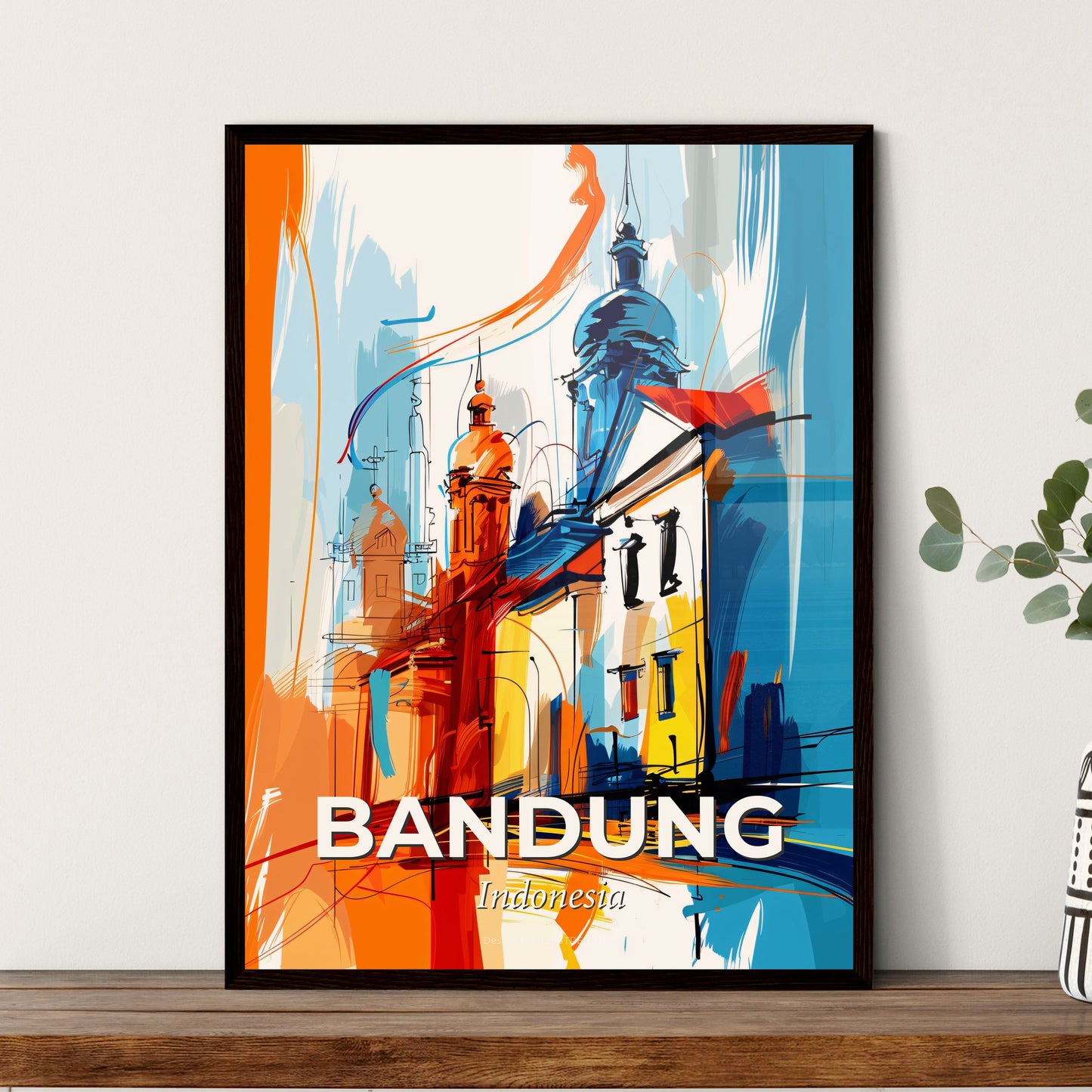 Vibrant Bandung, Indonesia - A Painting Of A Building