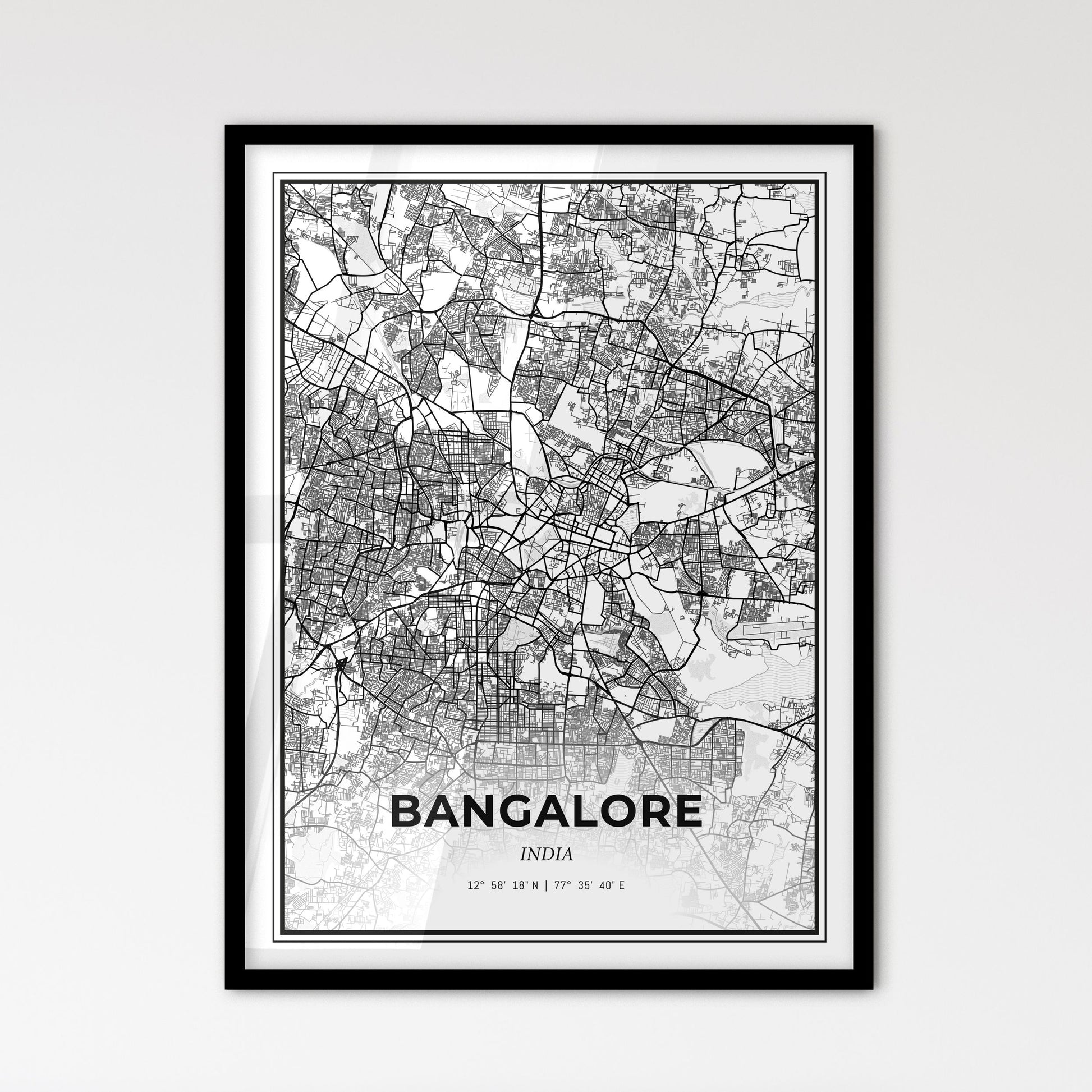 Bangalore India - Scandinavian Style City Map for Modern Home Decor