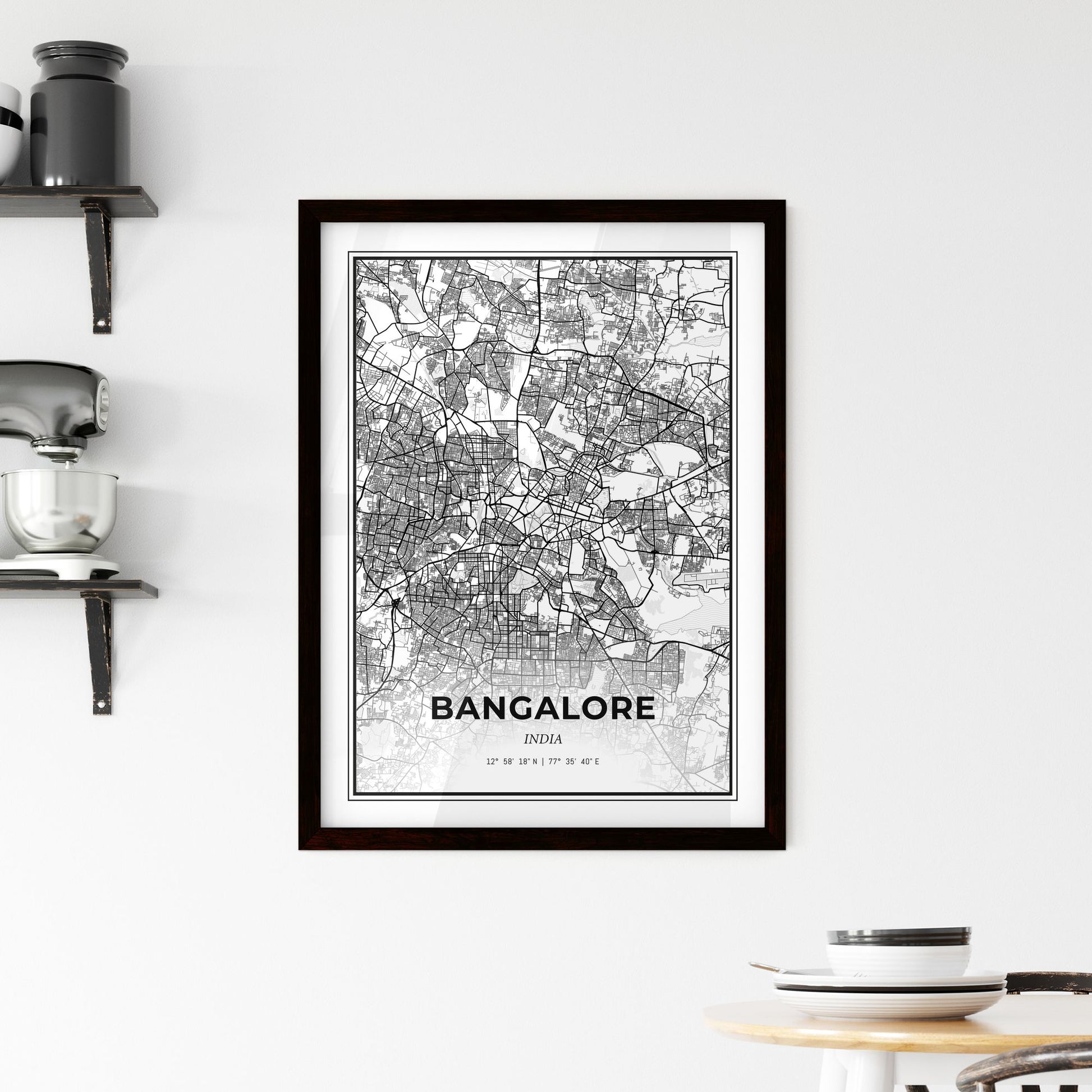 Bangalore India - Minimal City Map