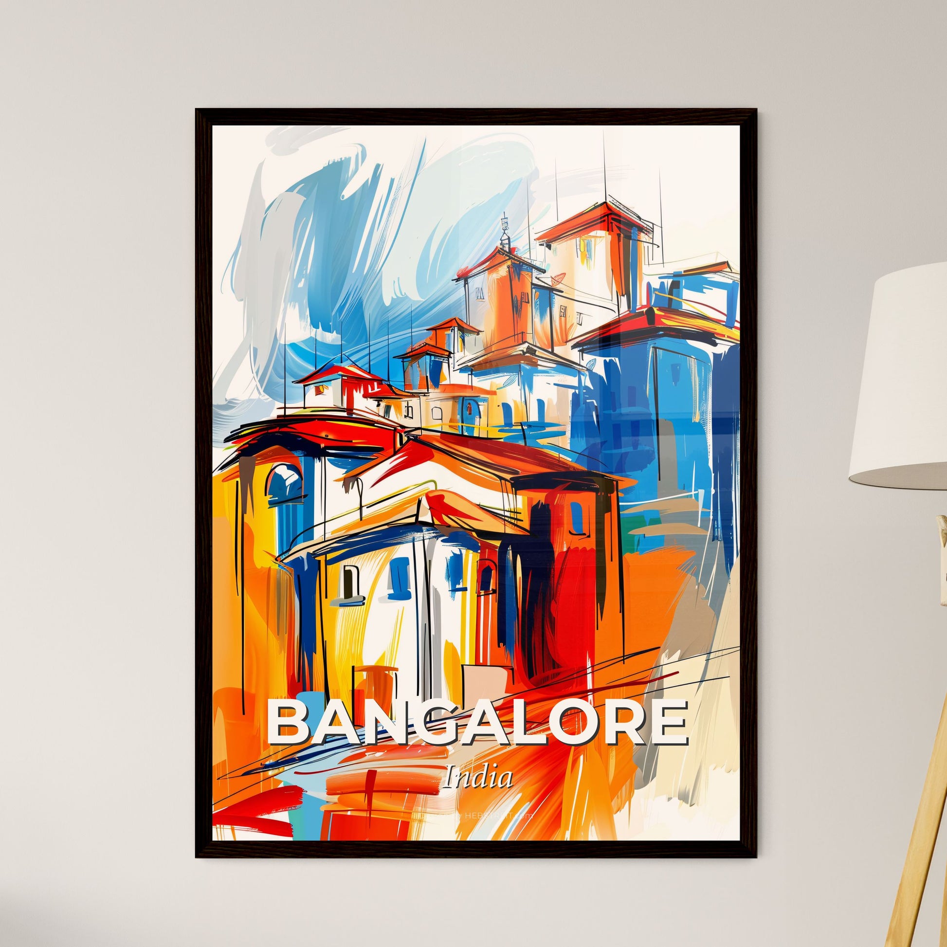 Vibrant Bangalore, India - A Painting Of A Building