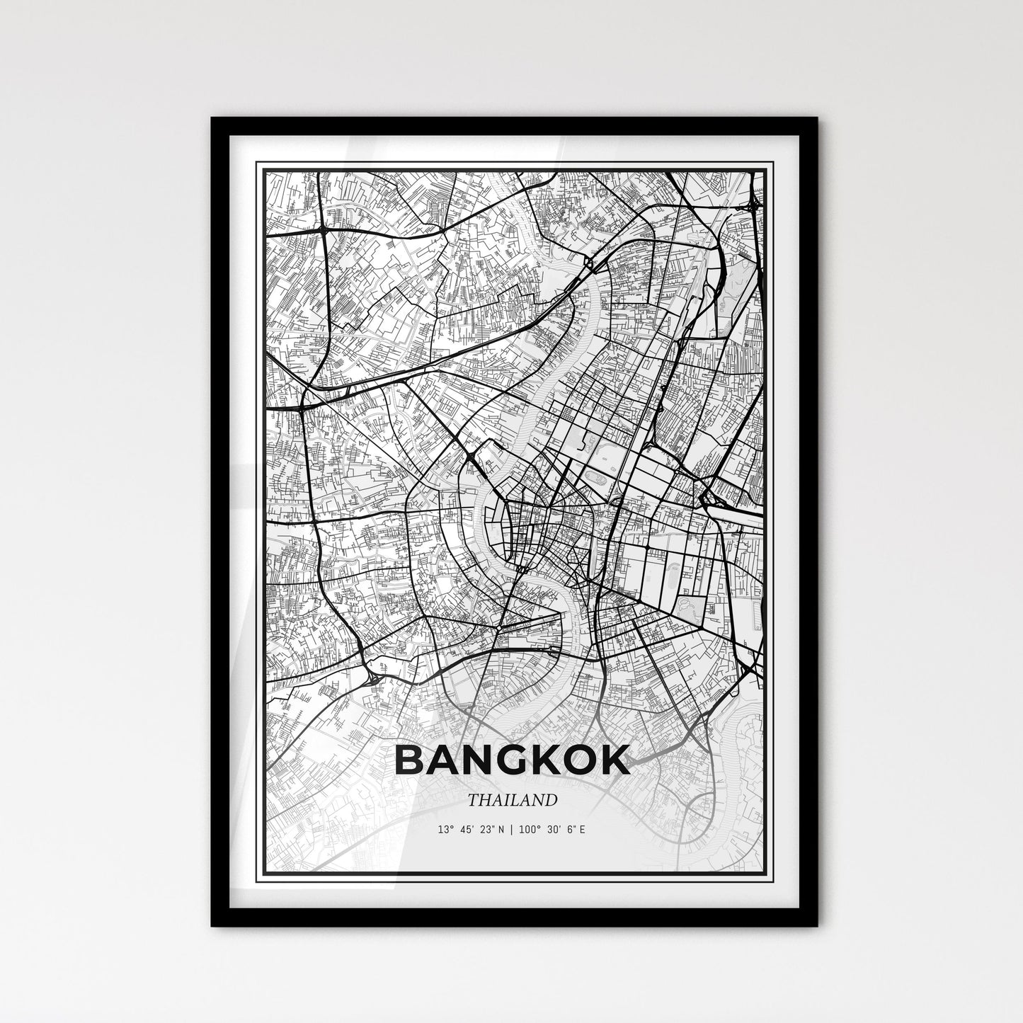 Bangkok Thailand - Scandinavian Style City Map for Modern Home Decor