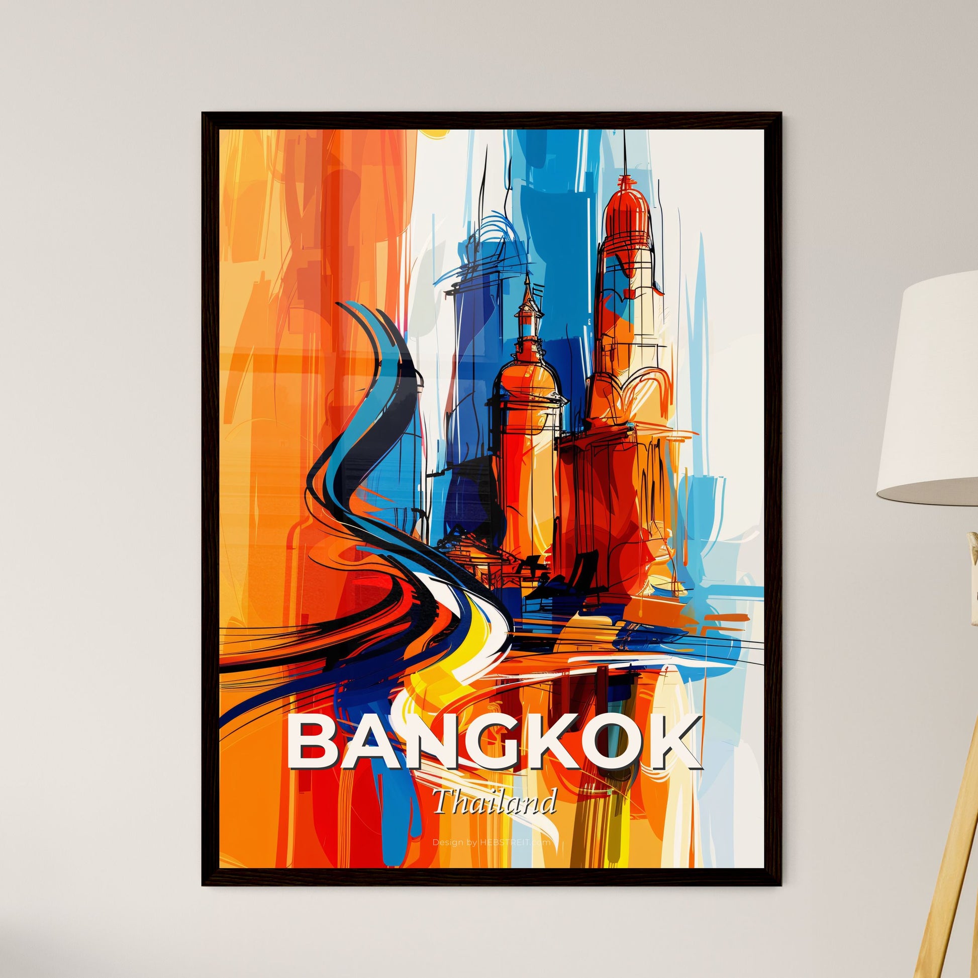 Vibrant Bangkok, Thailand - A Painting Of A Building