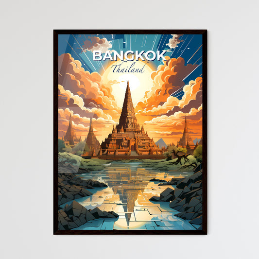 Abstract Painting Bangkok Skyline Large Building Towers River Sunset Vibrant Art Default Title