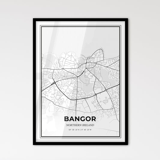 Bangor Northern Ireland - Scandinavian Style City Map for Modern Home Decor