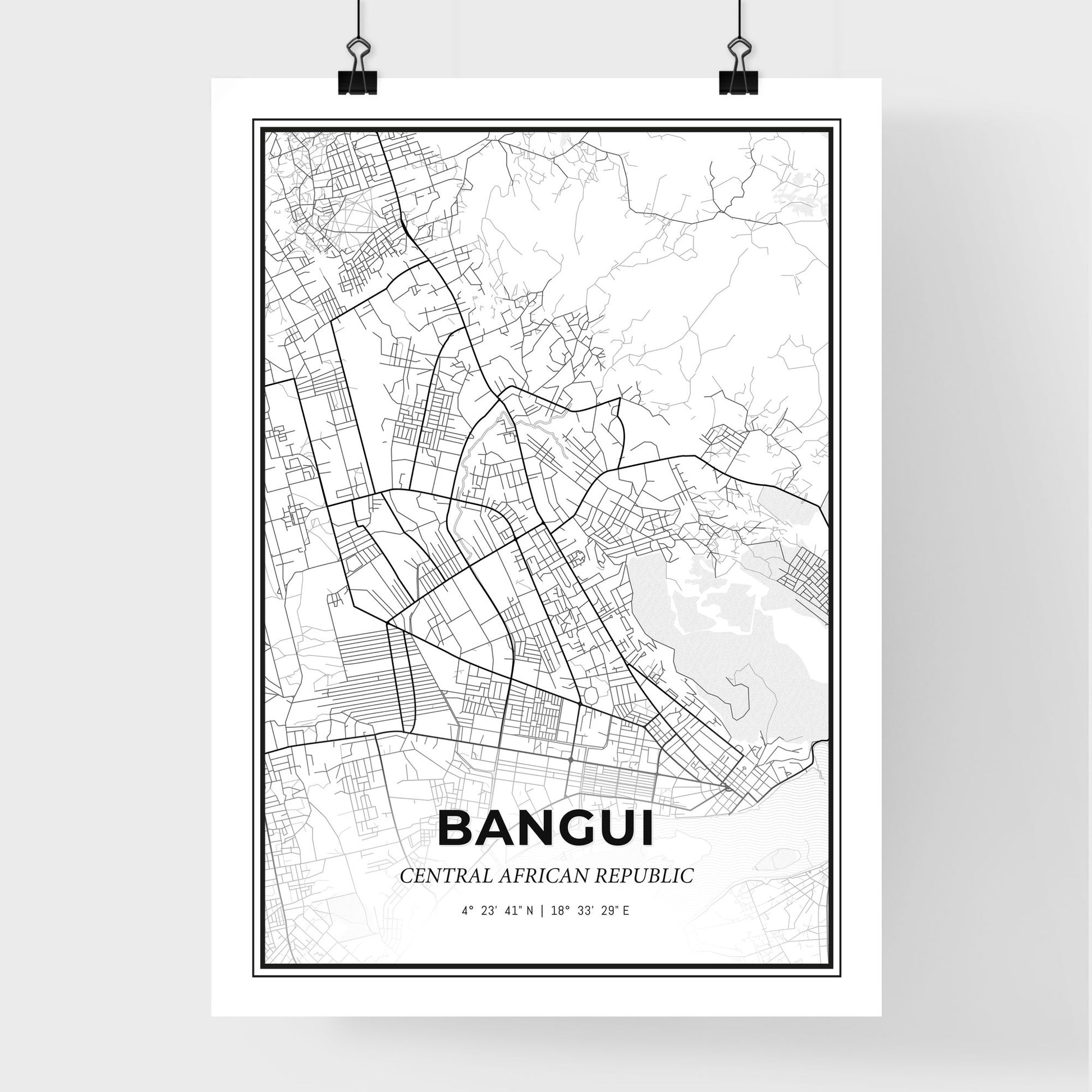 Bangui Central African Republic - Premium City Map Poster