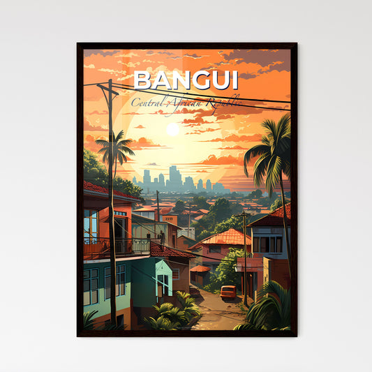 vibrant painting of Bangui Central African Republic skyline featuring street, palm trees, and buildings Default Title
