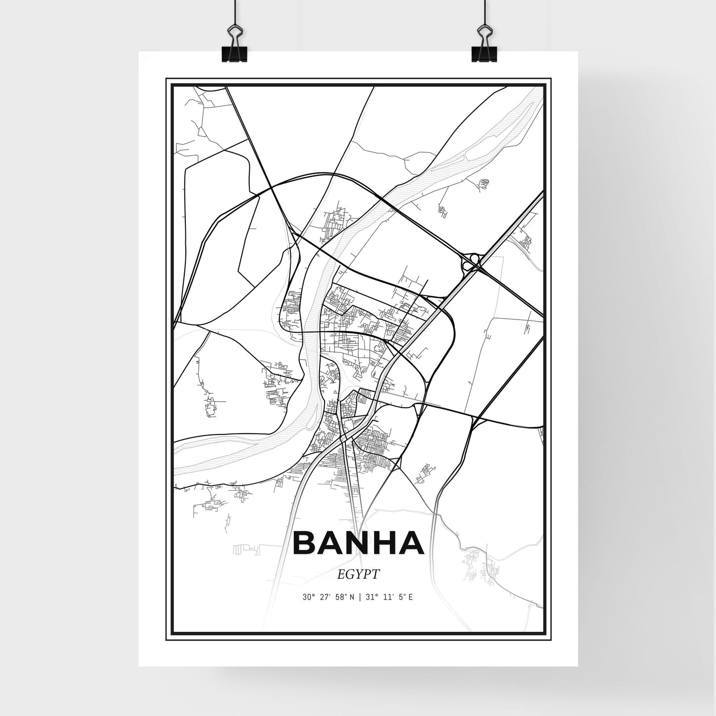 Banha Egypt - Premium City Map Poster