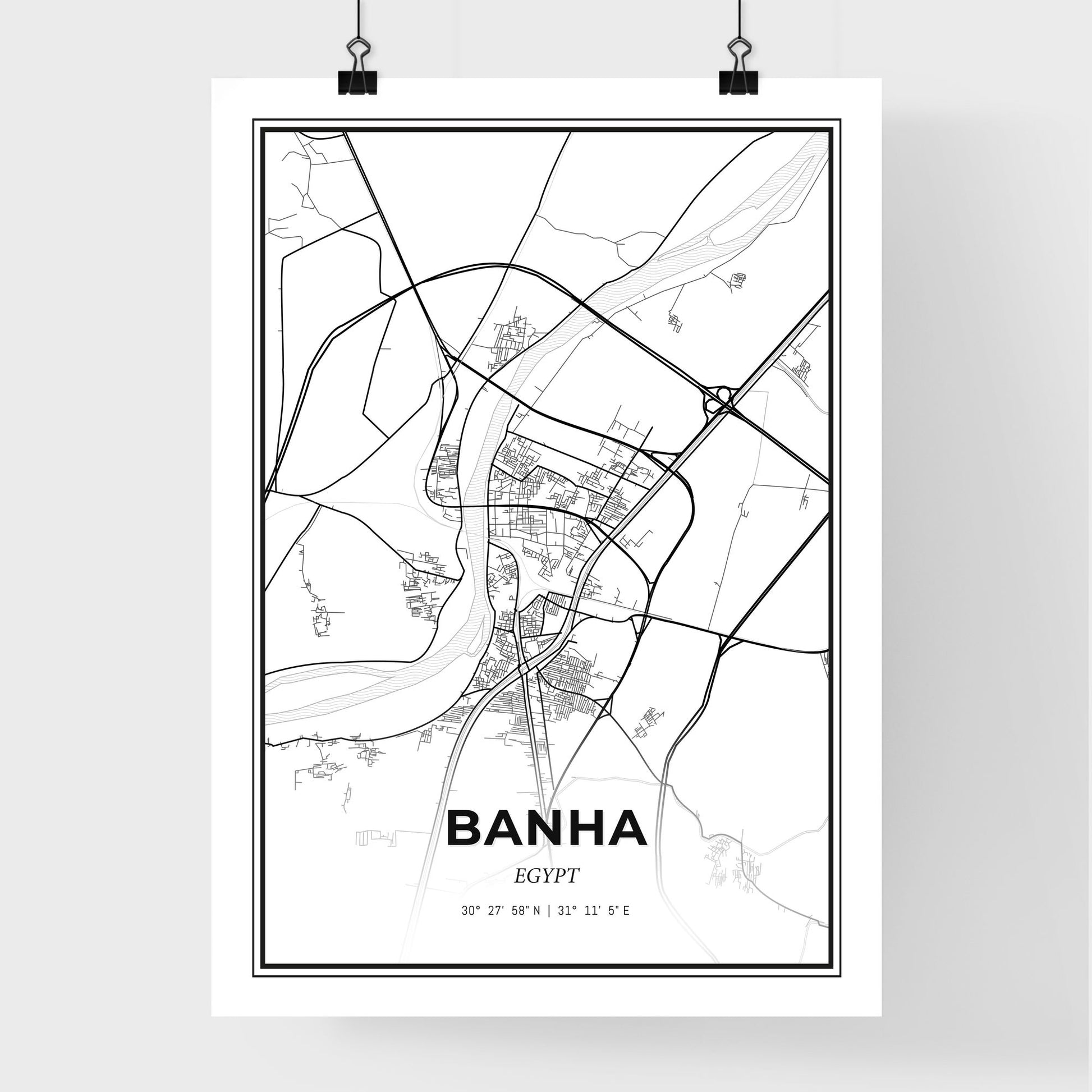 Banha Egypt - Premium City Map Poster