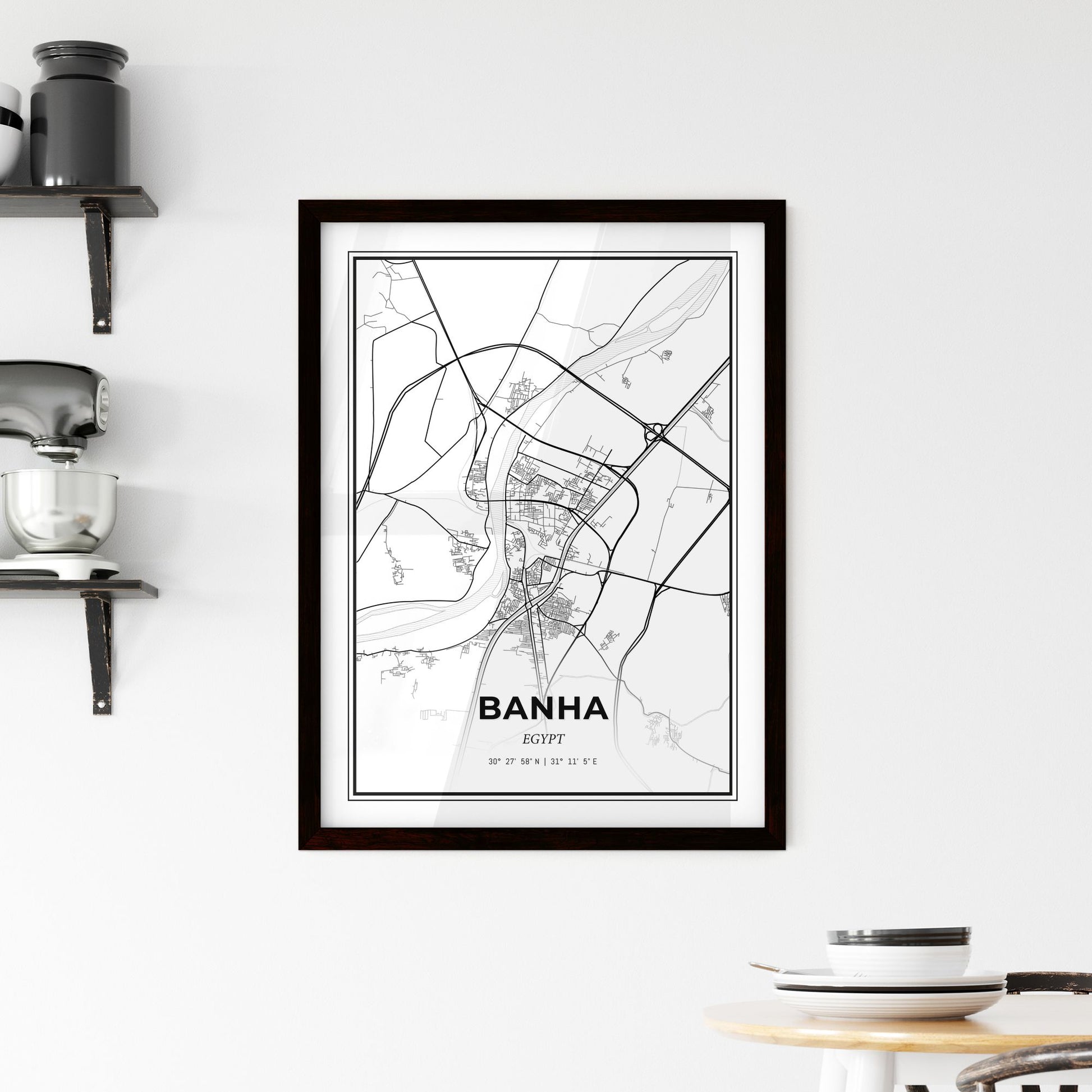 Banha Egypt - Minimal City Map