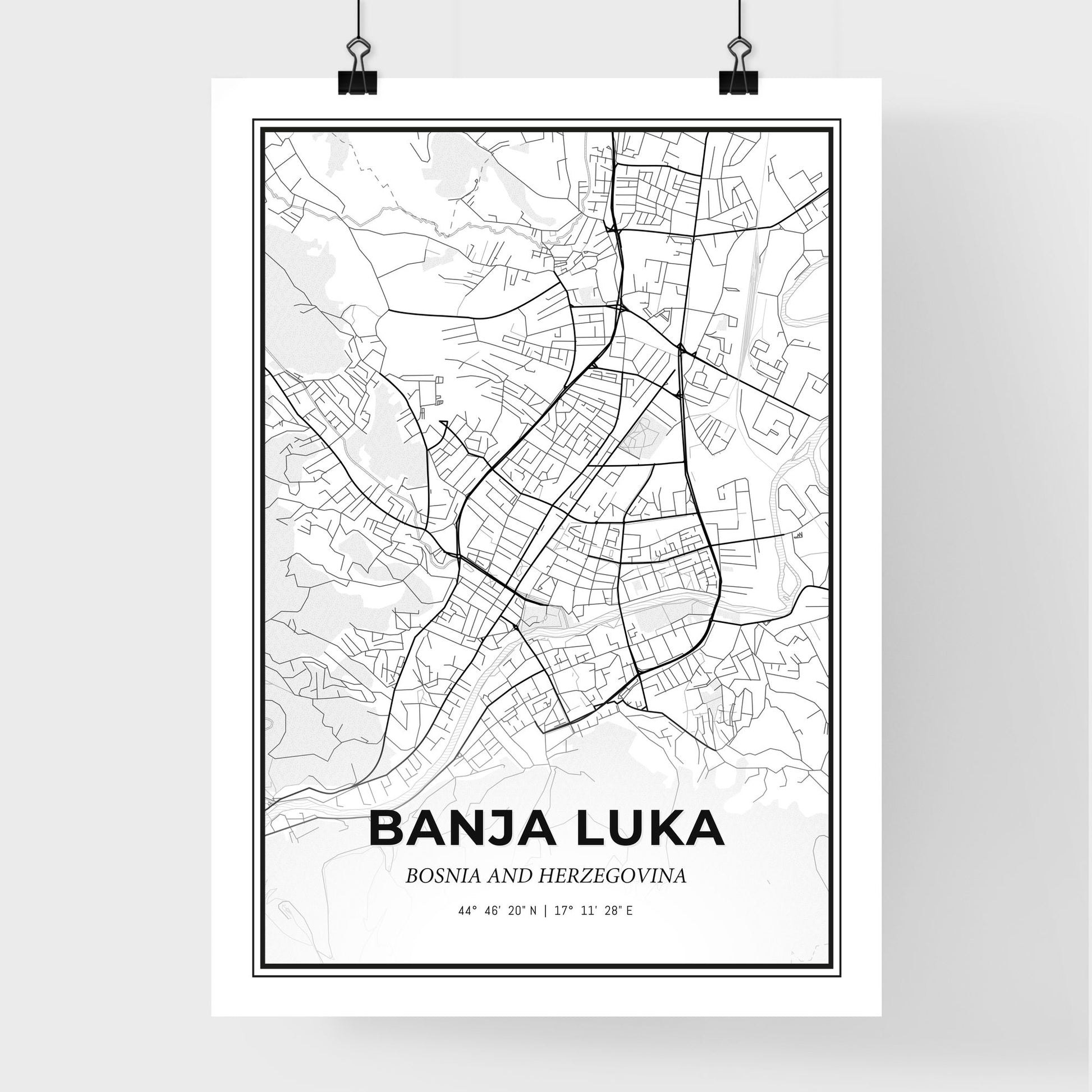 Banja Luka Bosnia and Herzegovina - Premium City Map Poster