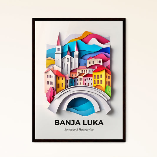 Vivid Banja Luka, Bosnia and Herzegovina - a paper cut of a city with a bridge